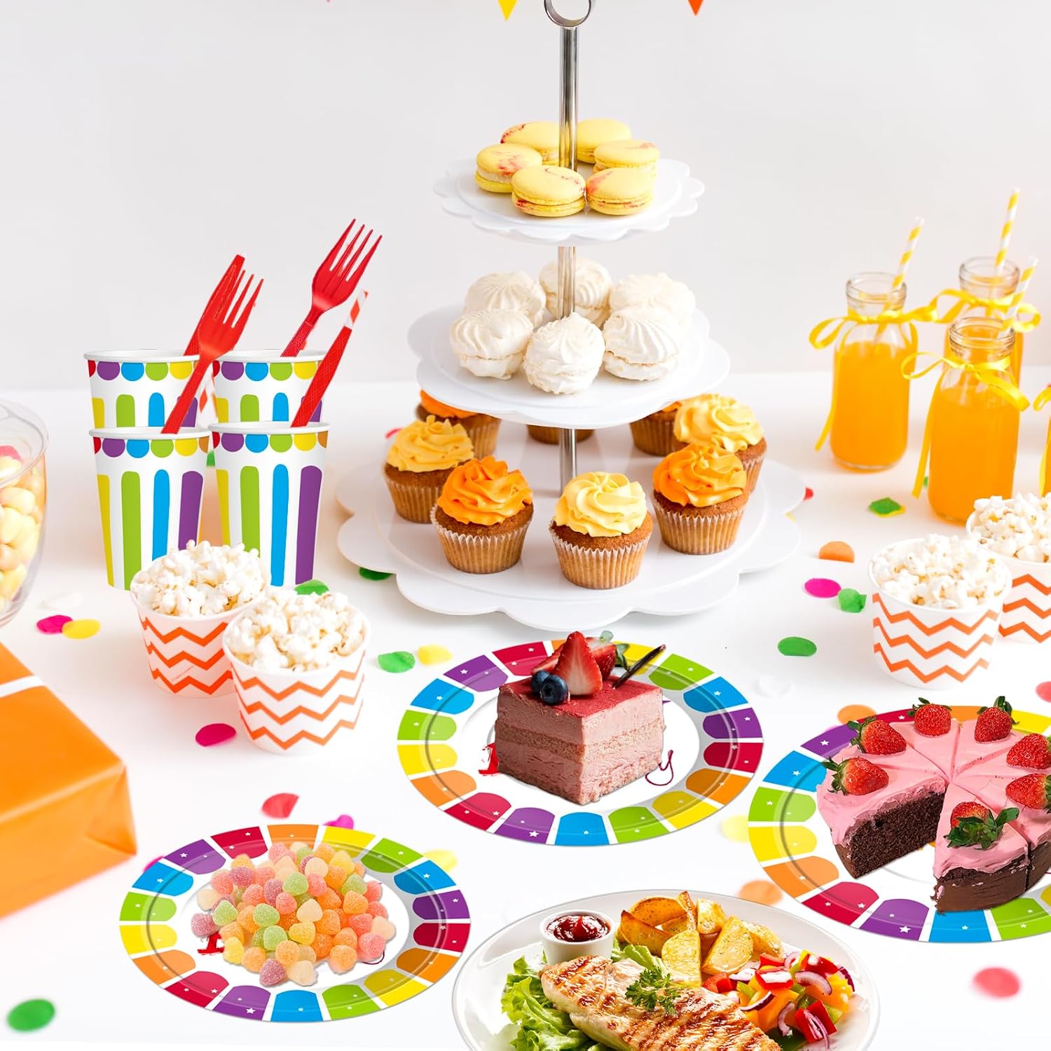 125 Pcs Rainbow Birthday Party Supplies Set