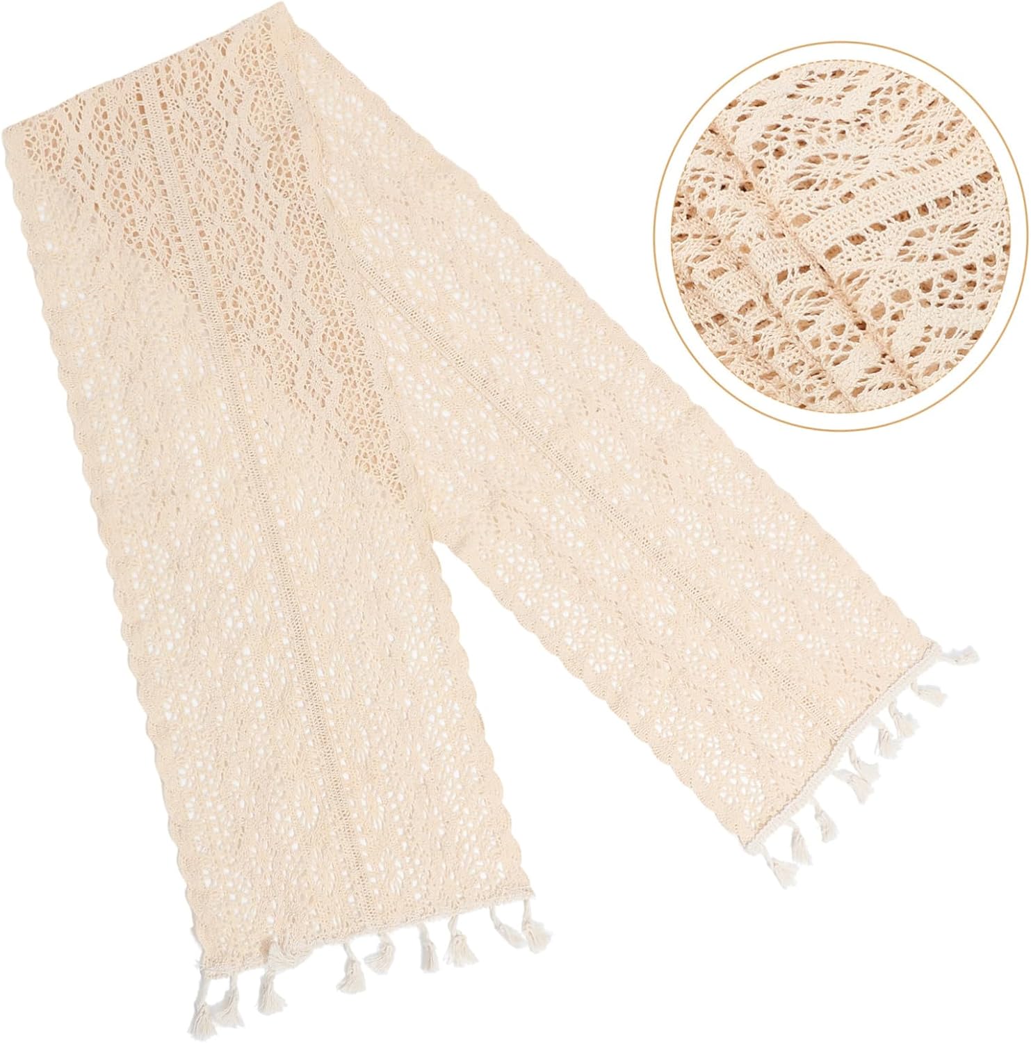 Zerodeko Cotton Table Runner with Fringe Decor