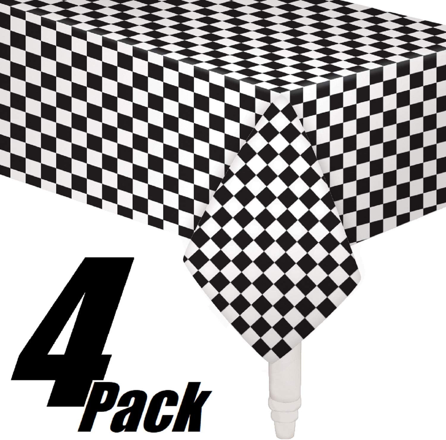 Oojami 4 Pack Black and White Checkered Table Covers