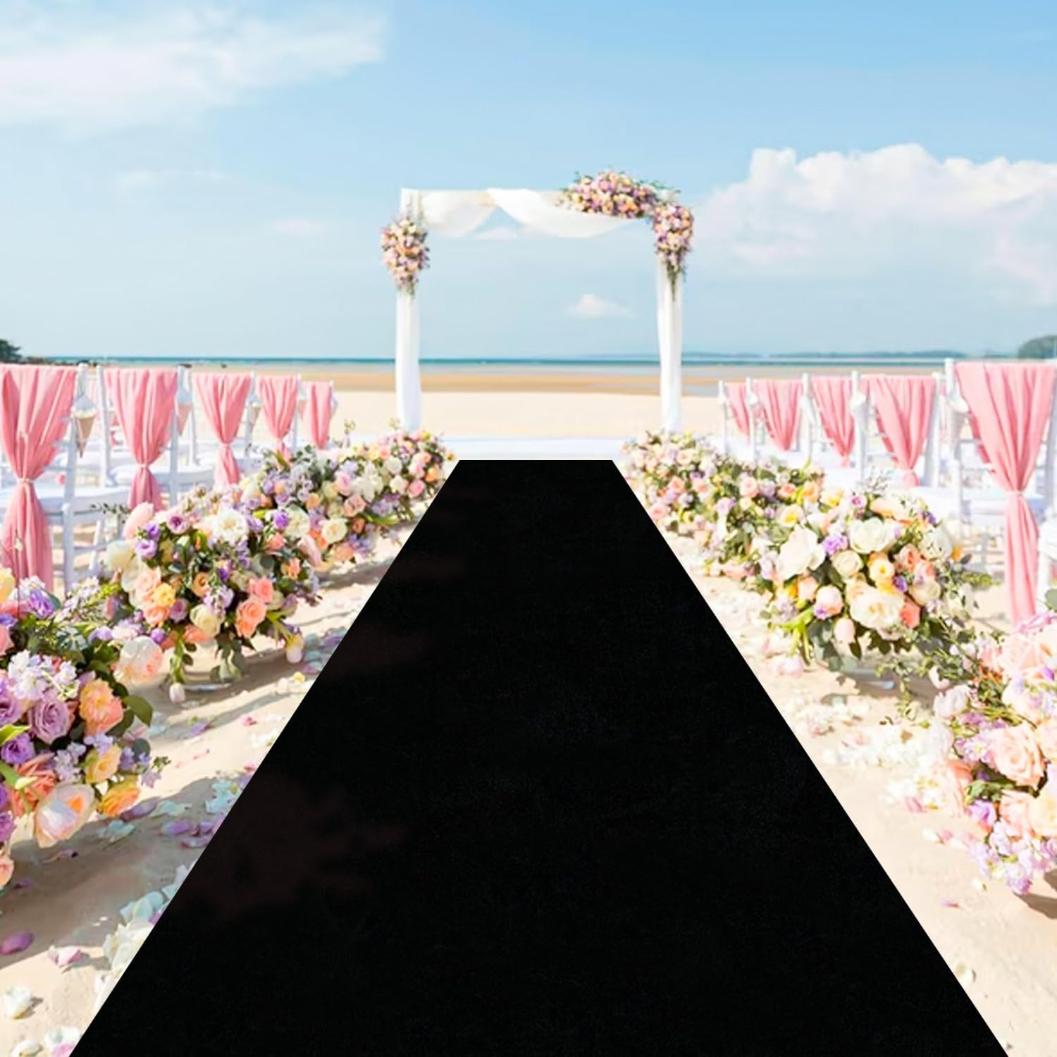 Black Velvet Aisle Runner 4FTx15FT Wedding Carpet for Reception