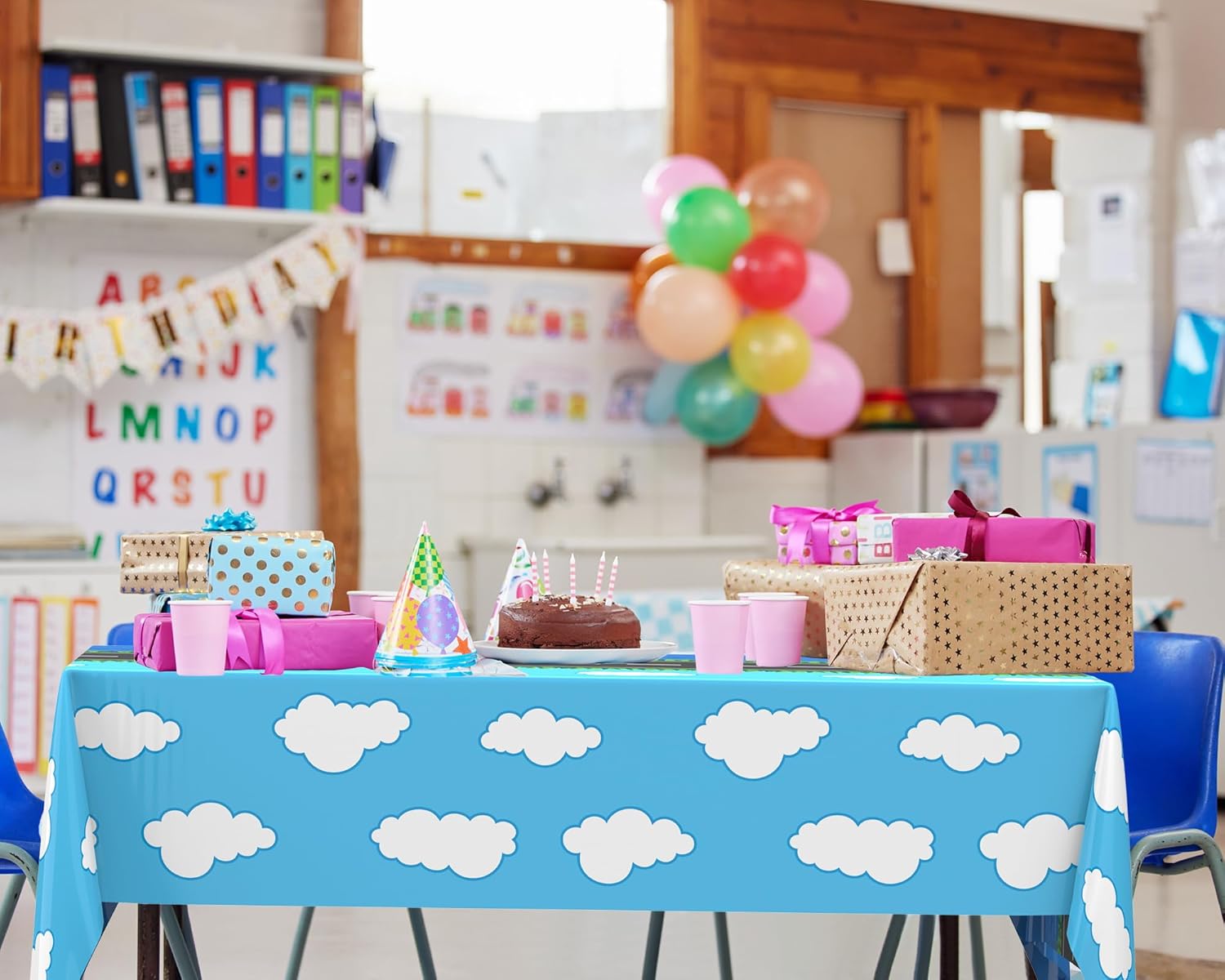 6 Pcs 108x54 Inches Traffic Themed Tablecloths for Birthday Parties