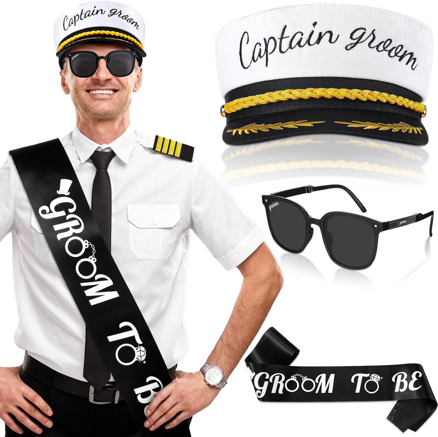 JaGely 3 Pcs Bachelor Party Accessories for Groom Set