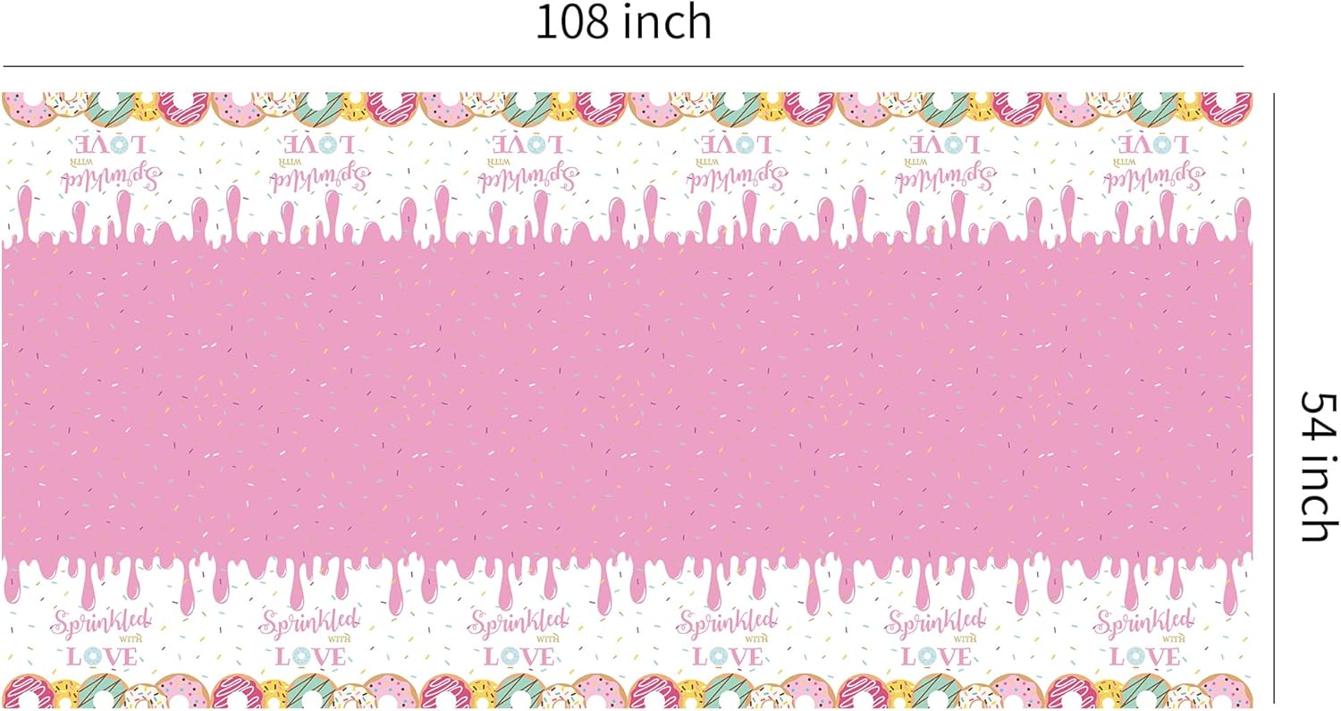 Pink Donut Tablecloth Set 3 Pack Baby Shower Decor