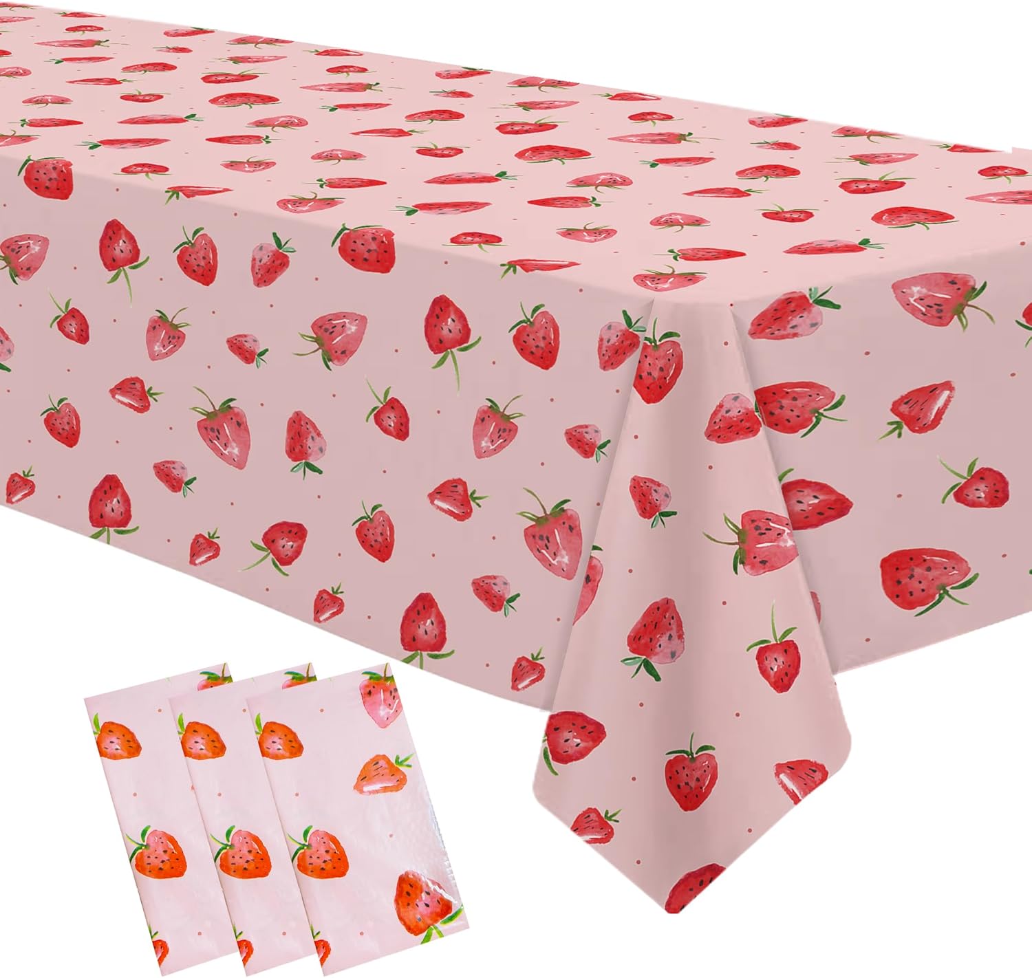 Strawberry Birthday Party Decorations Tablecloth 3 Pcs 54x108 Inches