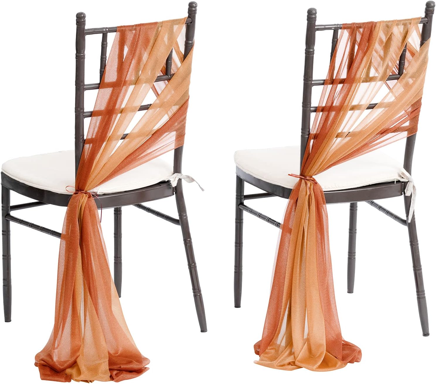 Lings Moment Burnt Orange Aisle Draping Fabric Sashes Chair Cover