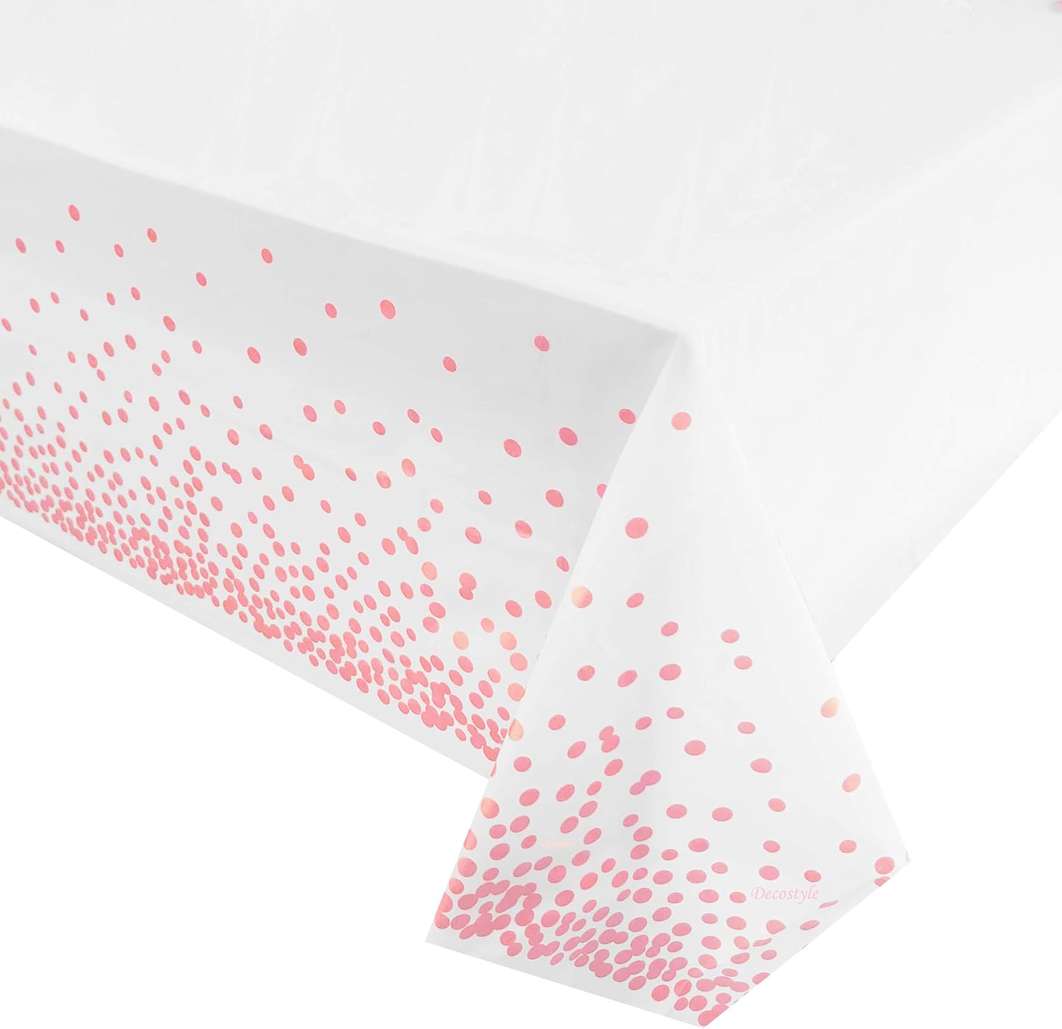 DECOSTYLE Pink Dot Tablecloth 54x108 Inch Waterproof Rectangular