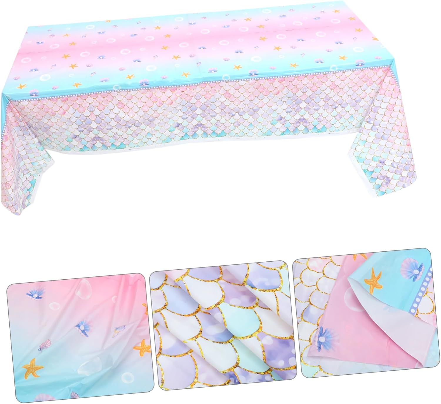 IMIKEYA Mermaid Themed Party Tablecloth for Birthday Celebrations