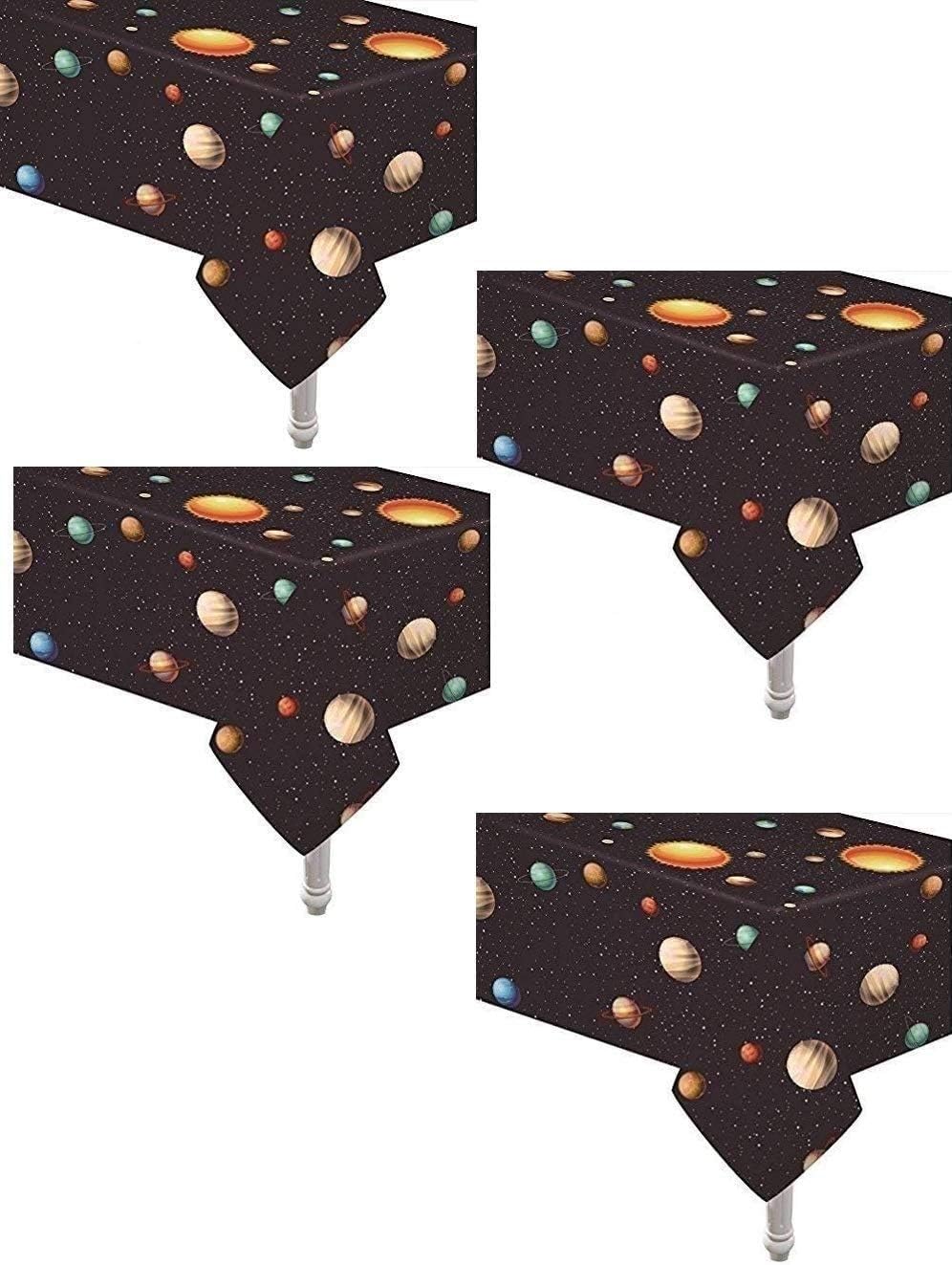 Oojami 4 Pack Plastic Outer Space Table Cover Tablecloth