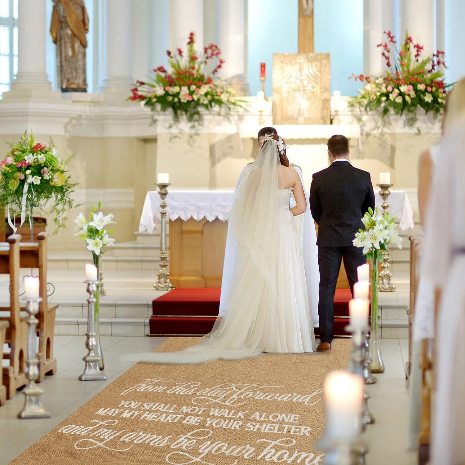 Tudomro 40 Inch x 50 Ft Natural Jute Wedding Aisle Runner