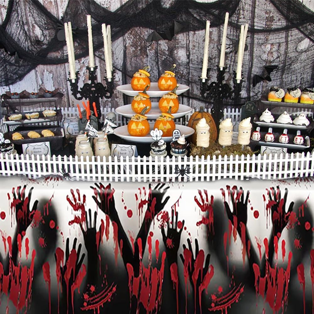 Halloween Plastic Tablecloth 2PCS 108x54In for Horror Party