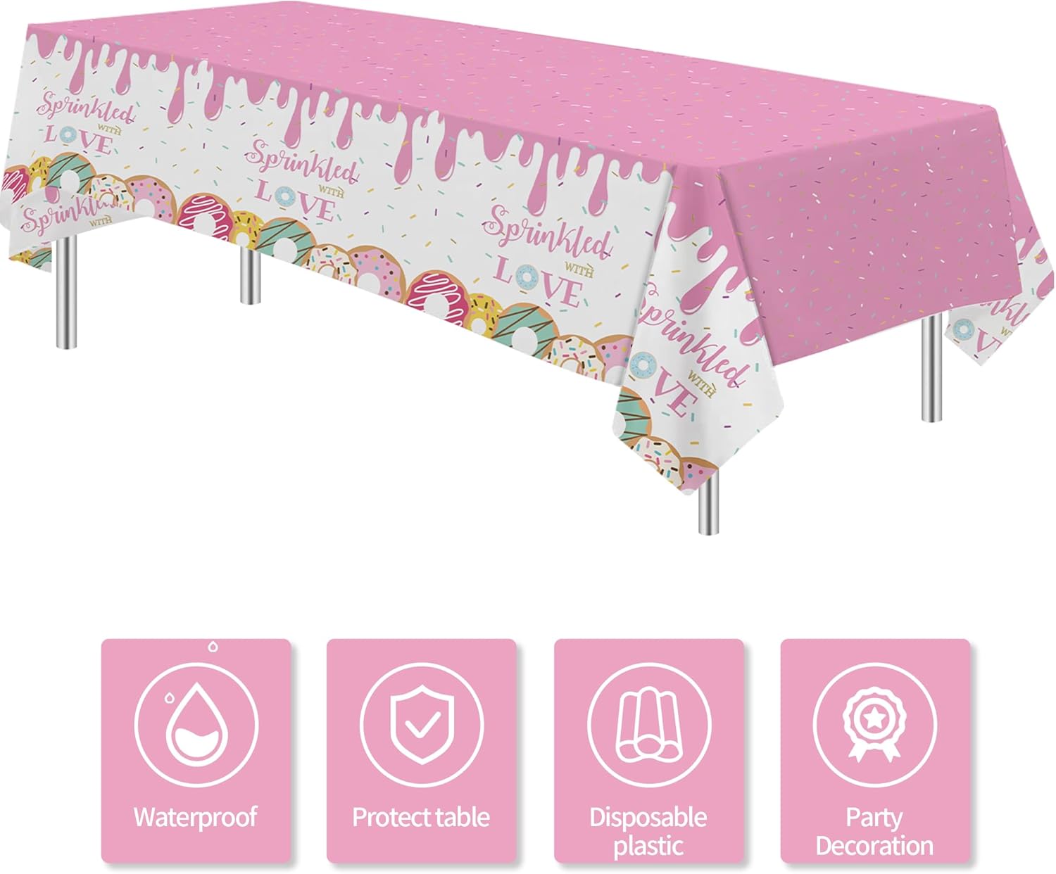 Pink Donut Tablecloth Set 3 Pack Baby Shower Decor