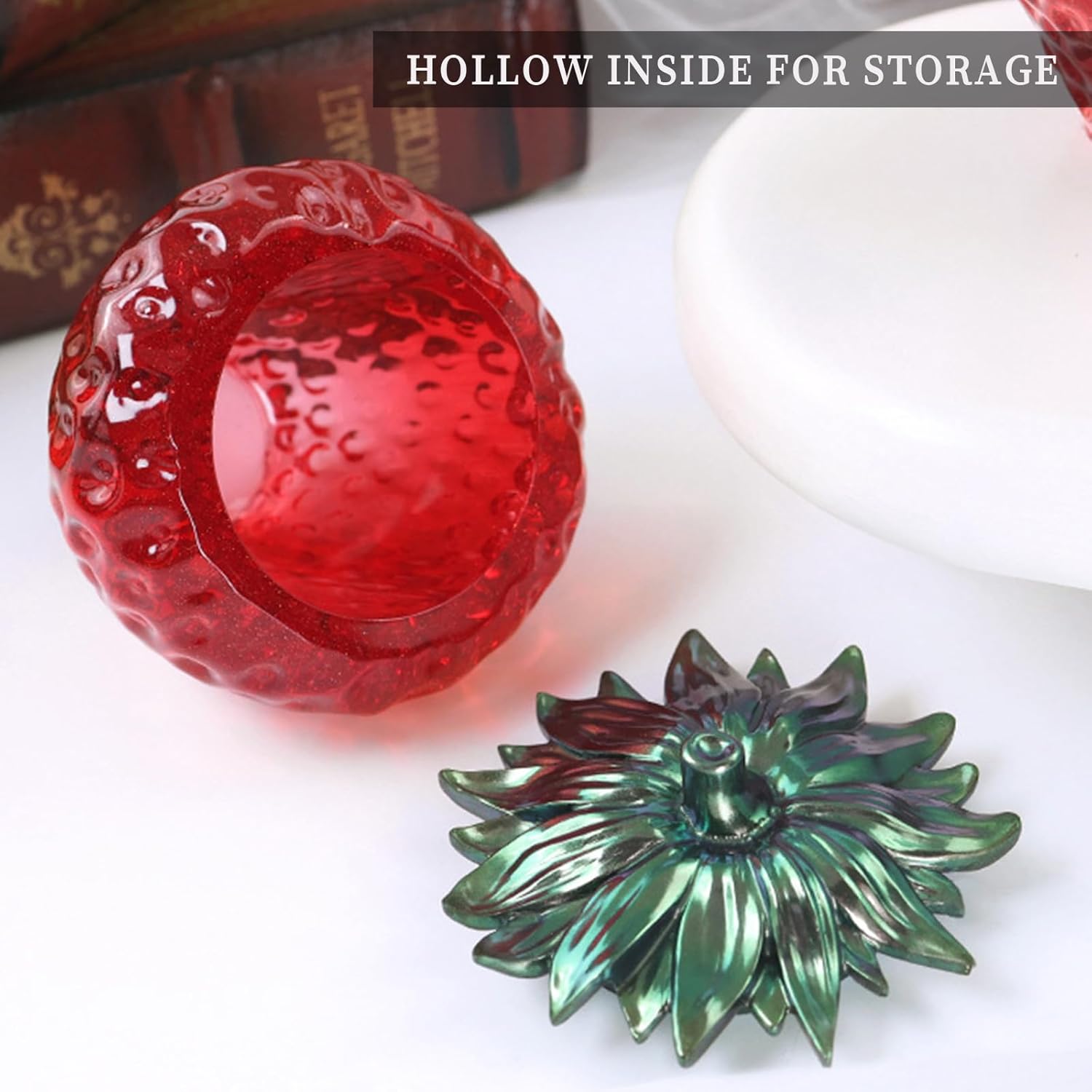 2PCS Strawberry Jar Resin Molds with Lids