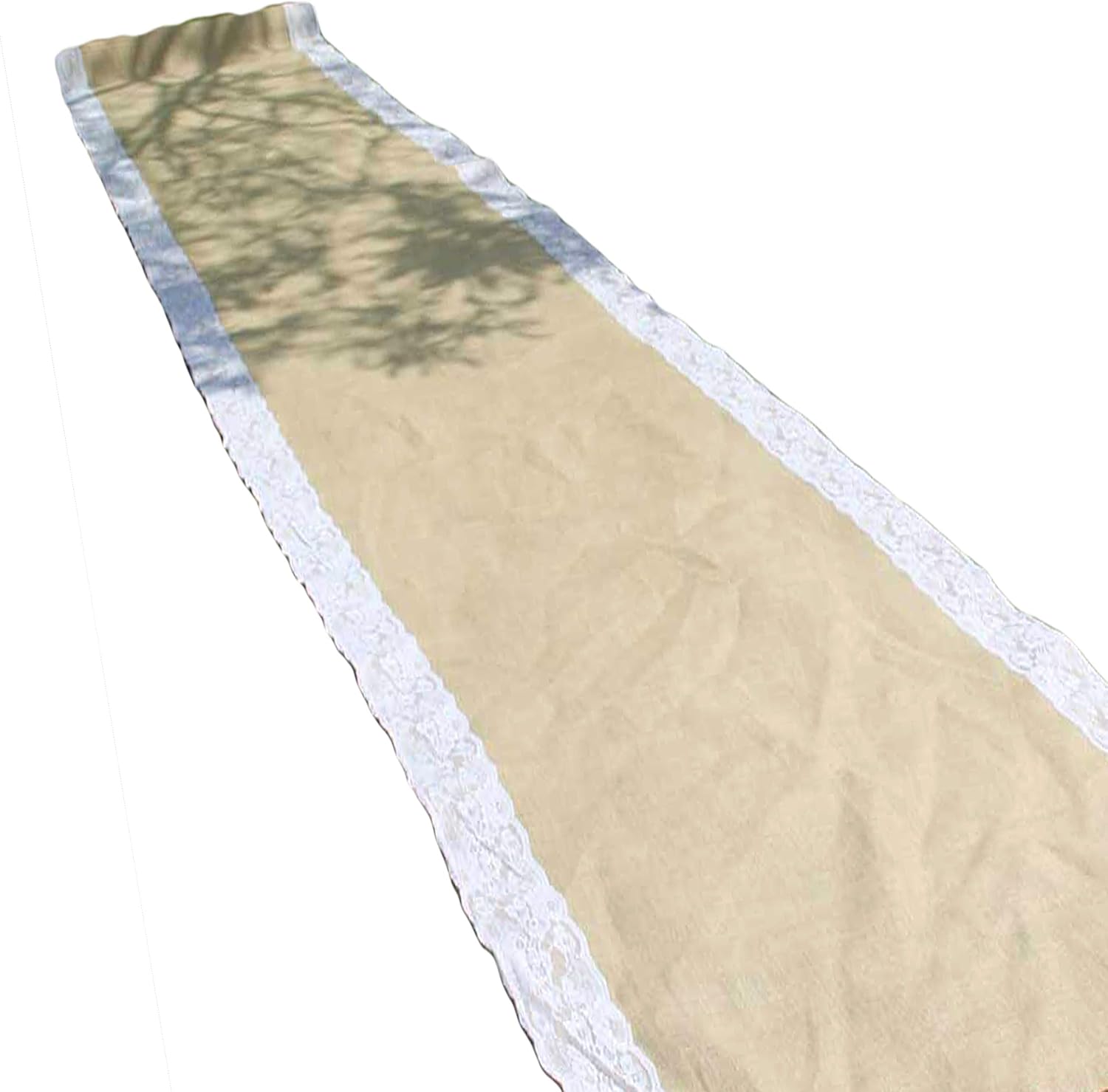 AAYU Premium Burlap Wedding Aisle Runner 48x50ft White Ivory