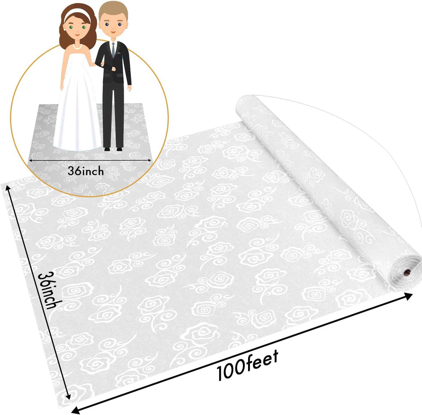 HEALON White Wedding Aisle Runner 3x100 Feet Carpet