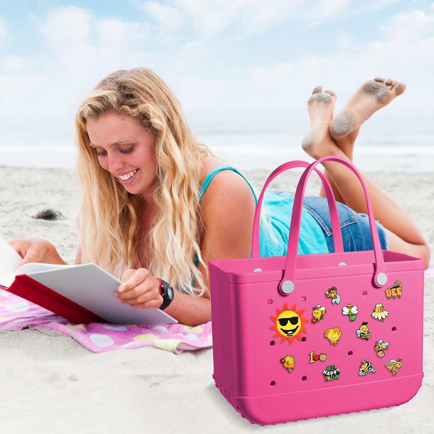 Honey Bee Themed Bogg Bag Charms for Beach Tote Bags