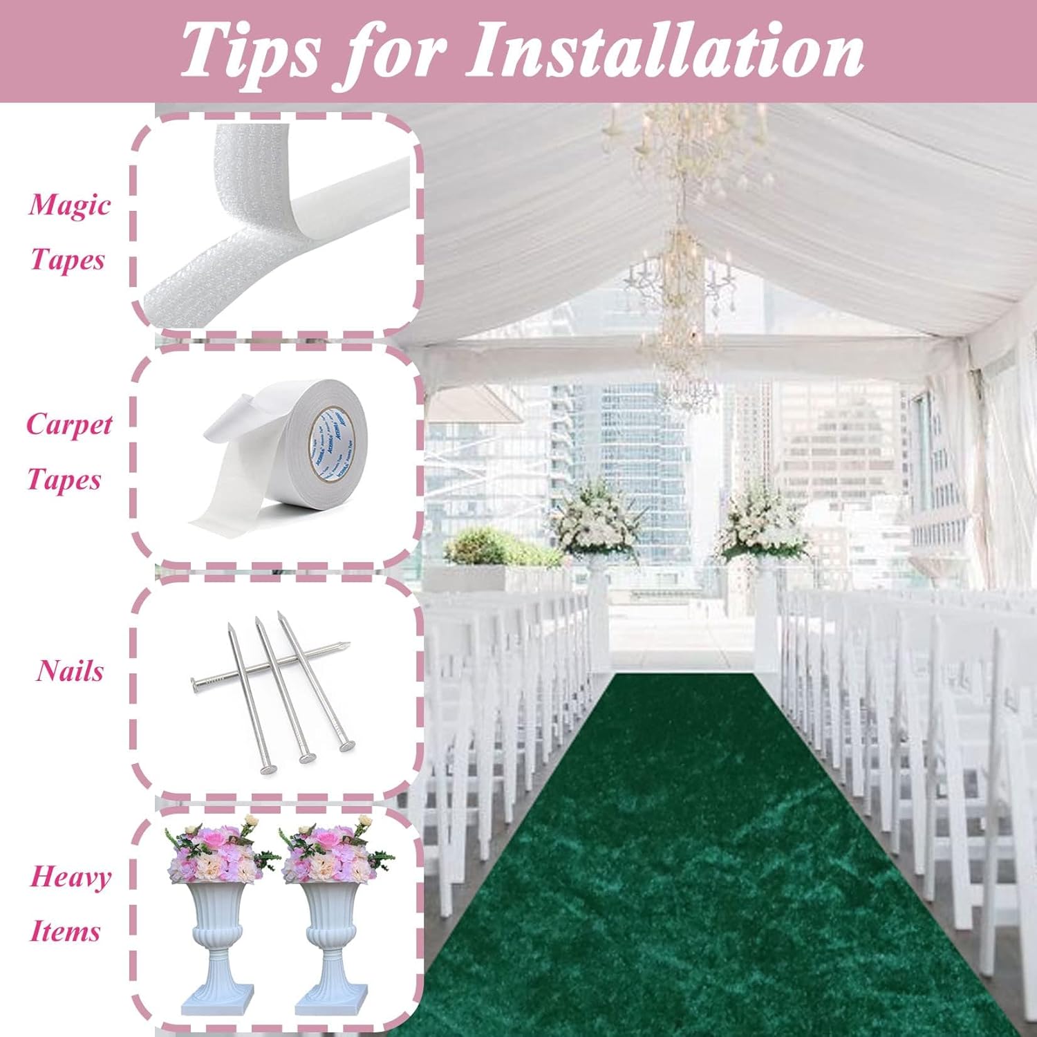Emerald Green Velvet Aisle Runner 24in x 15ft
