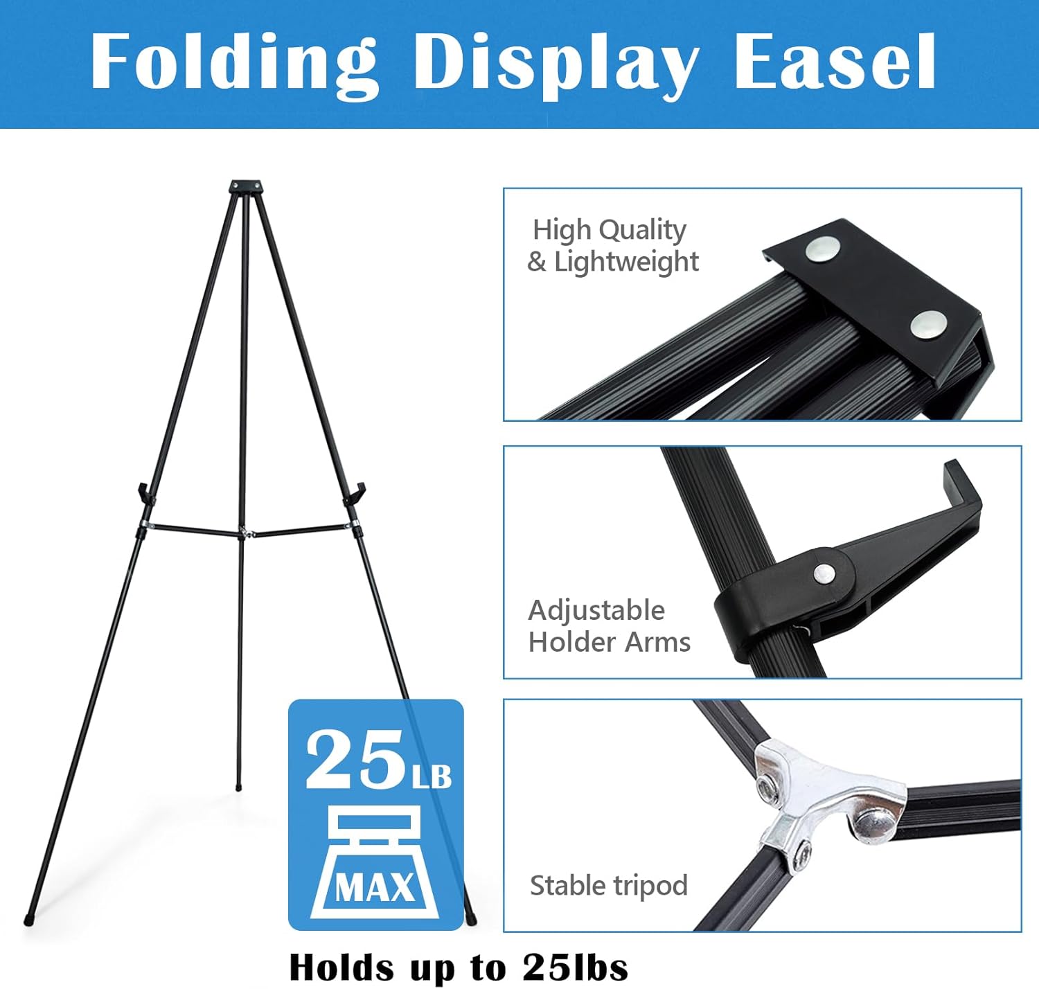 Falling in Art 66 High Black Aluminum Display Easel Stand