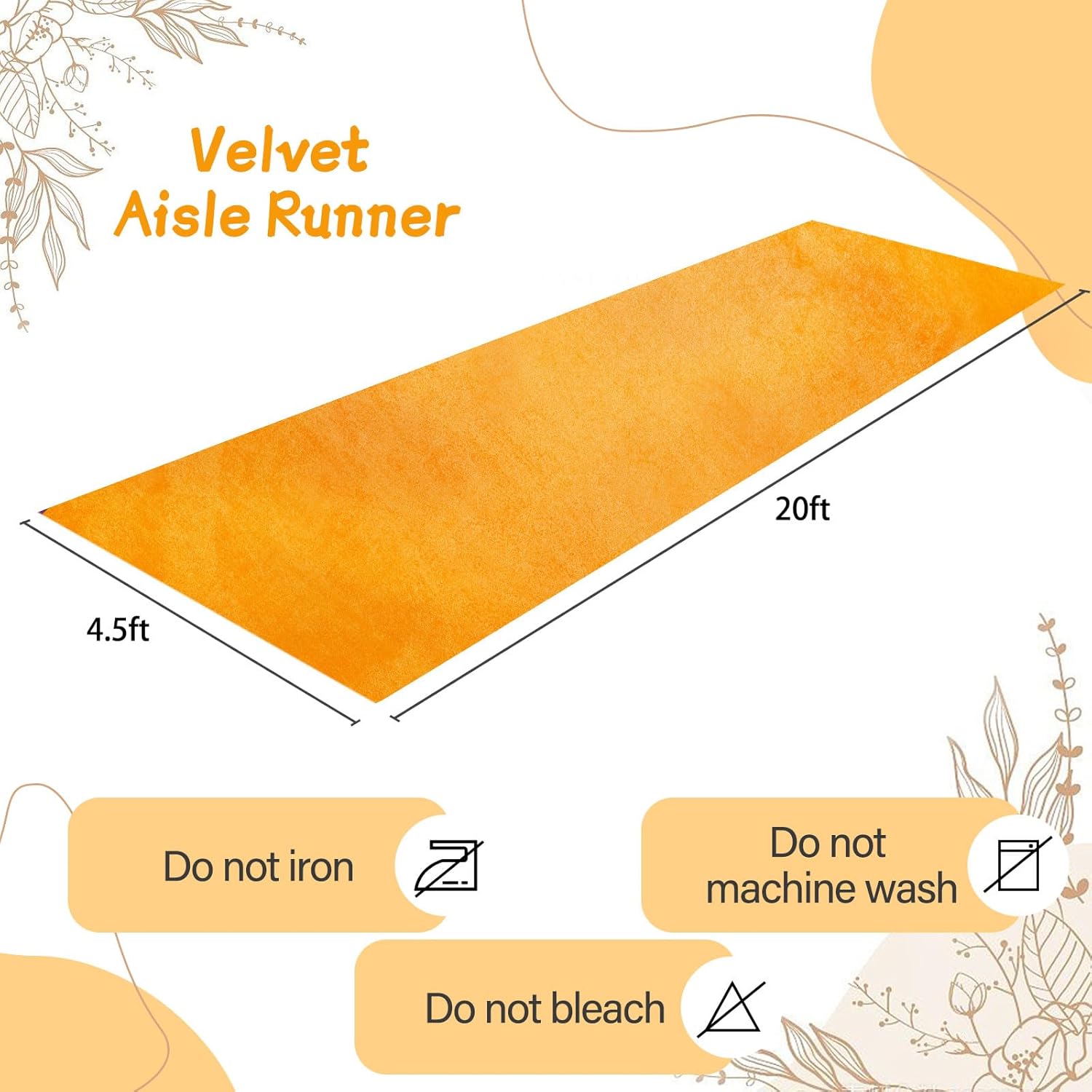 Gold Velvet Aisle Runner 45ftx20ft for Weddings and Parties