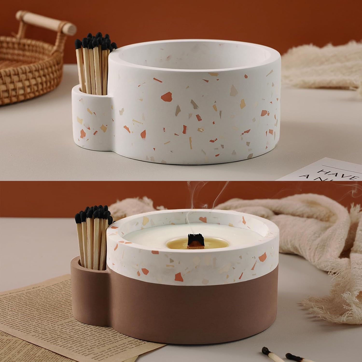 Wehous Large Silicone Candle Holder Mold with Match Holder
