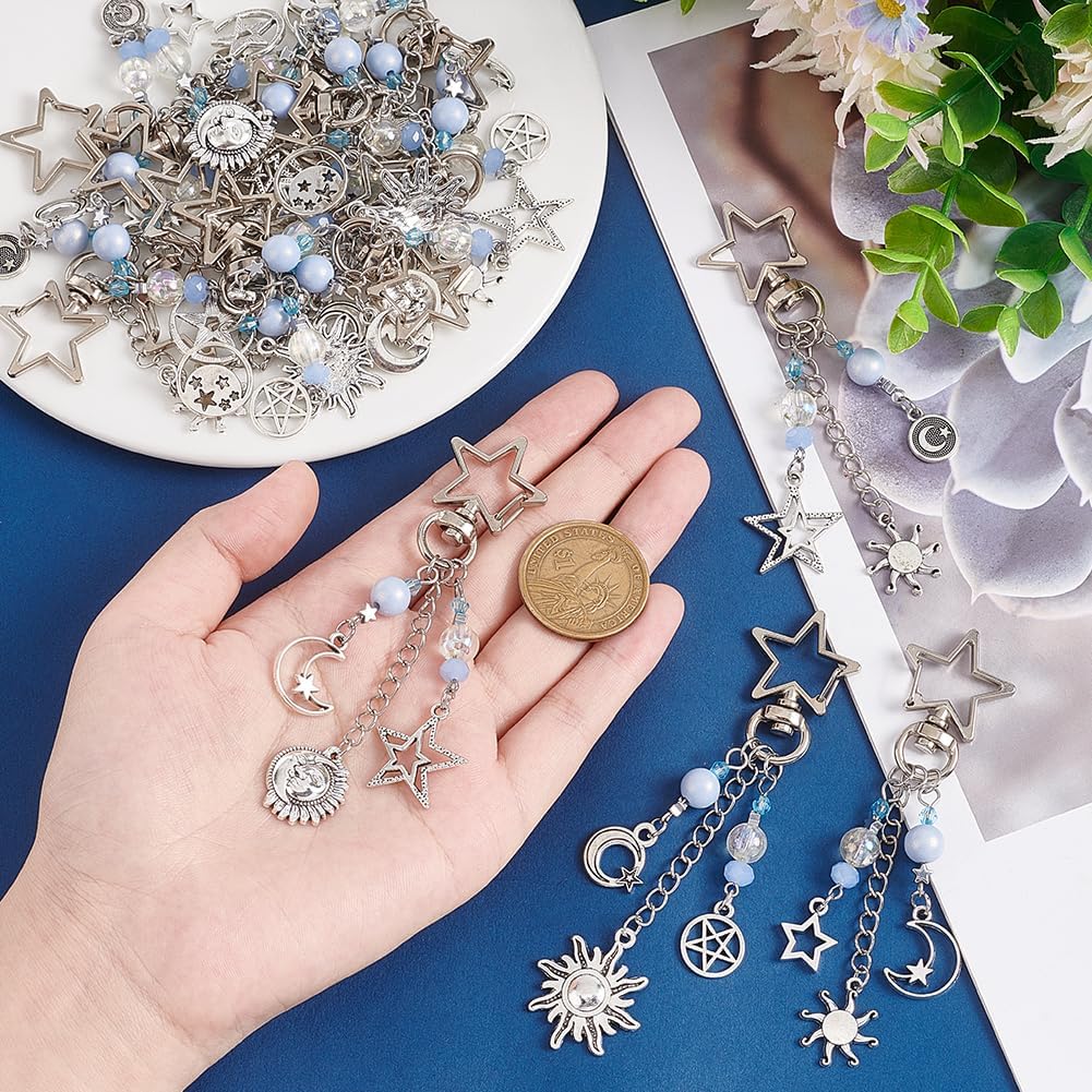 PH PandaHall 16pcs Sun Star Moon Keychain Set