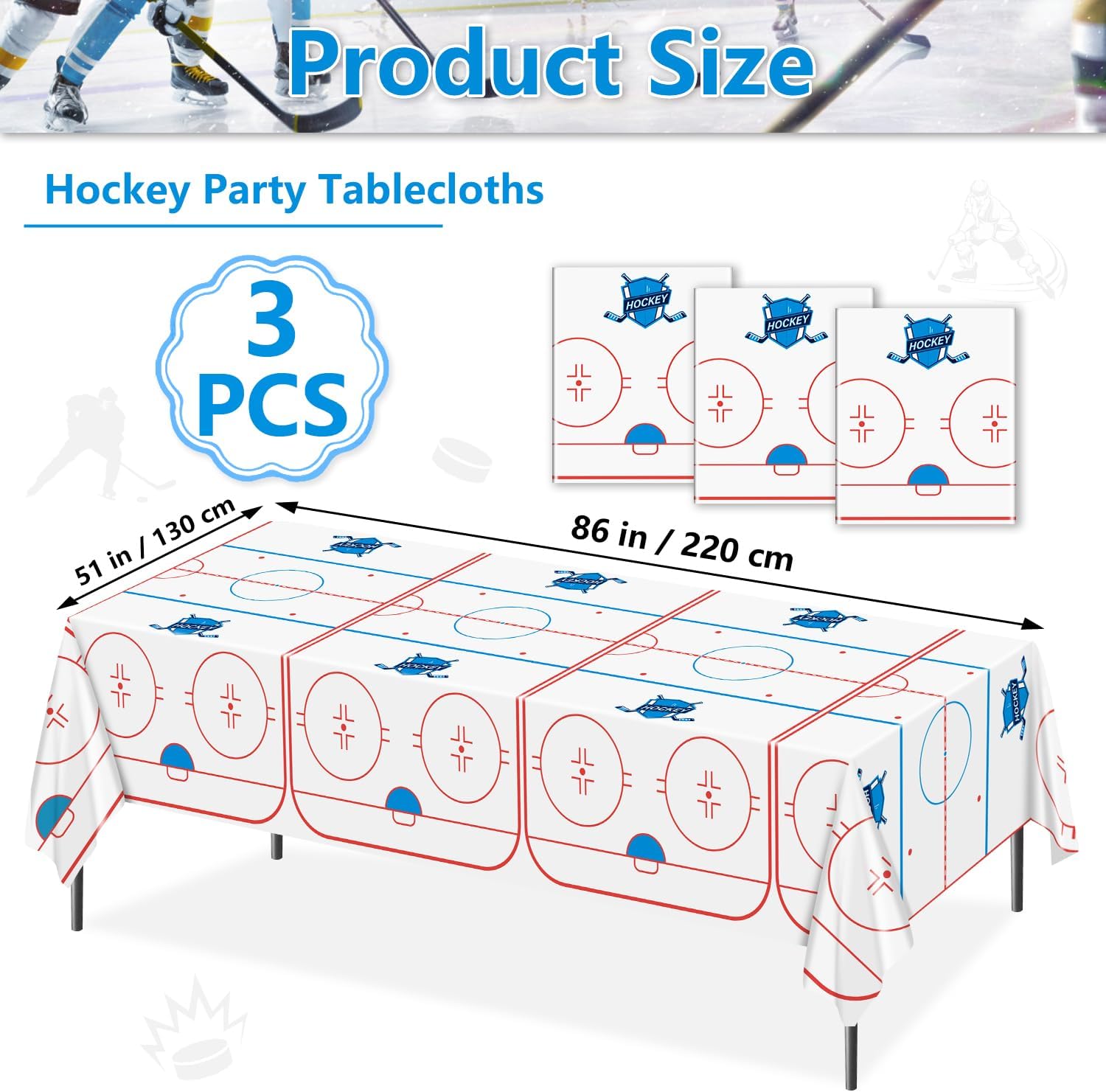 Ice Hockey Table Cover Set 3 Pack 86x51 Inches