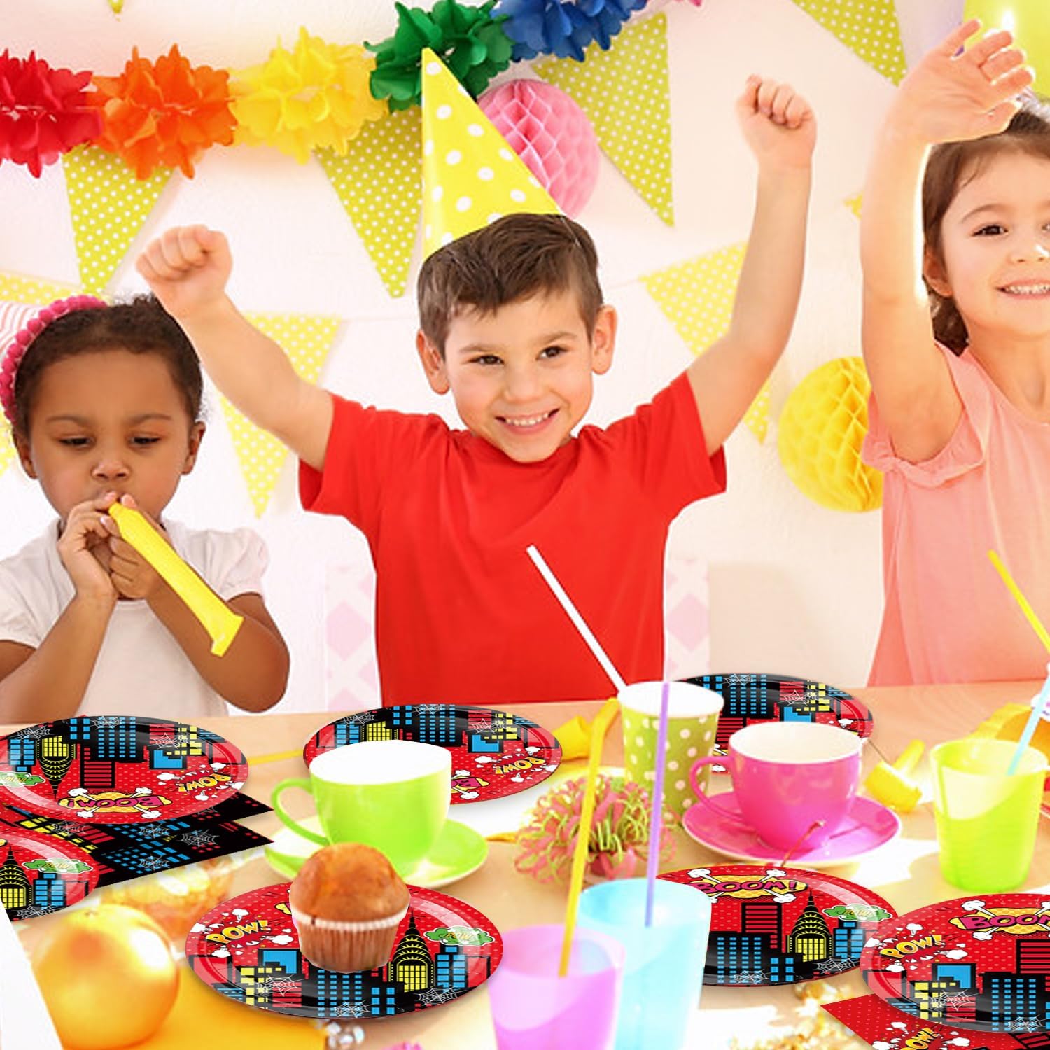 40 Pack Superhero Birthday Party Decorations