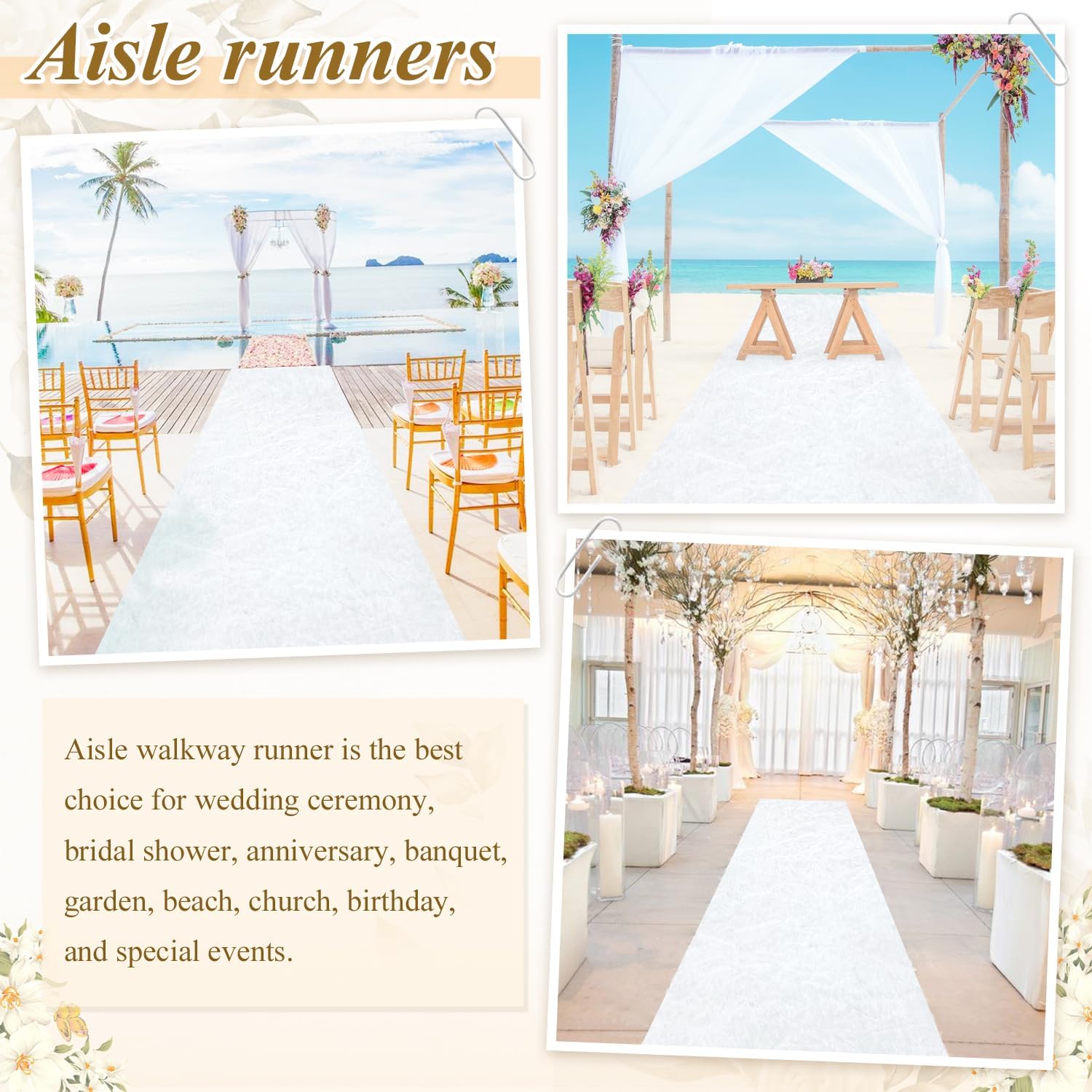 White Velvet Aisle Runner for Wedding 5FTx25FT