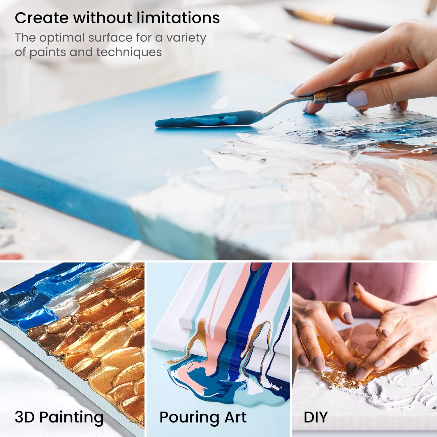 ARTEZA 4x4 Inch Stretched Canvas Set of 14
