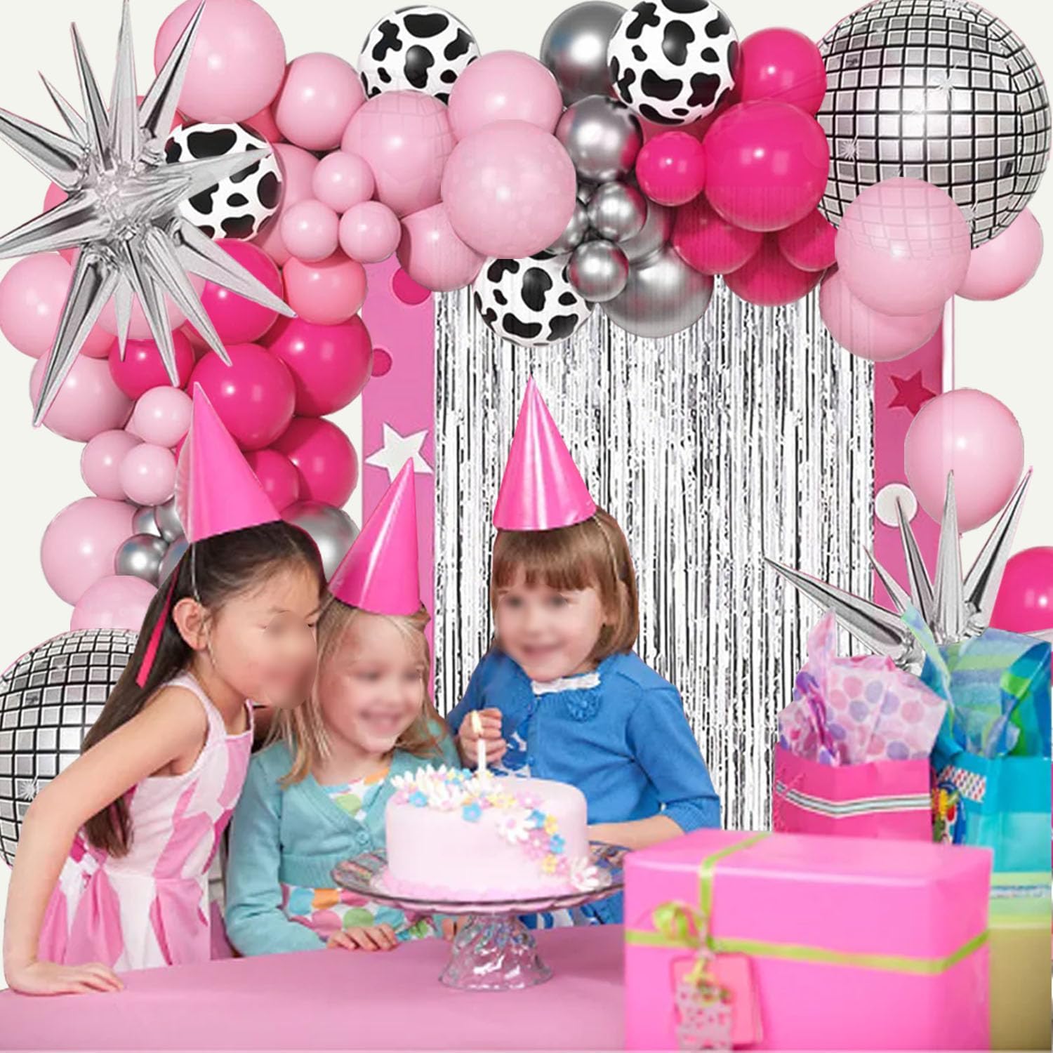 Disco Cowgirl Balloon Arch Kit Pink Silver Decorations