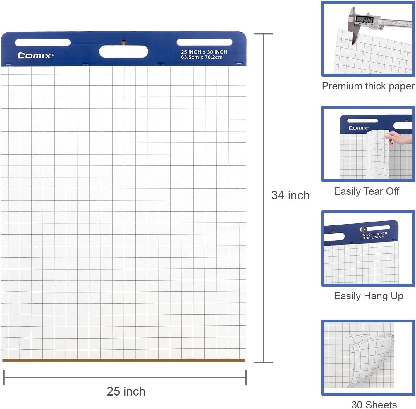 Comix Grid Sticky Easel Pad 25x30 Inches