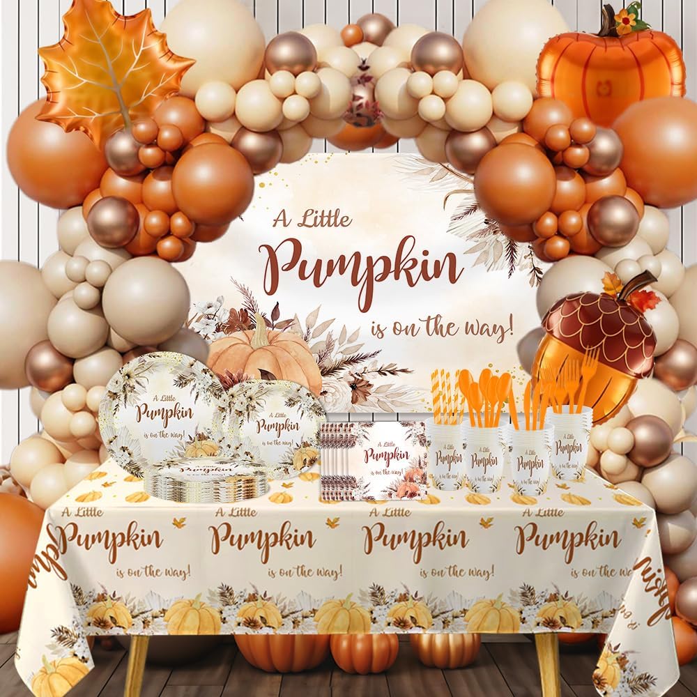 MEHOFOND Fall Boho Pumpkin Baby Shower Tablecloth - 3 Pack