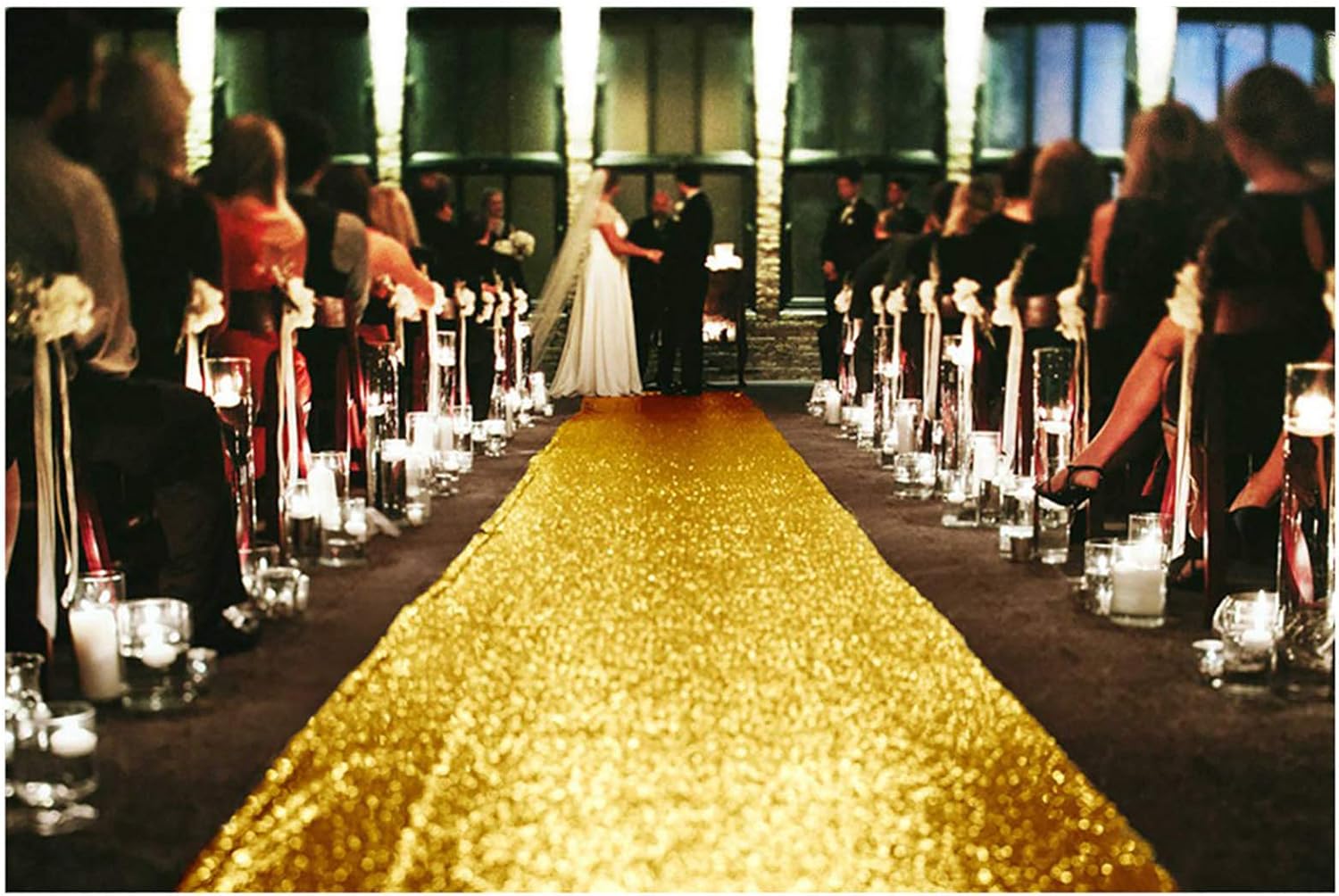 ShinyBeauty Gold Sequin Aisle Runner Wedding Decor 4FTx35FT