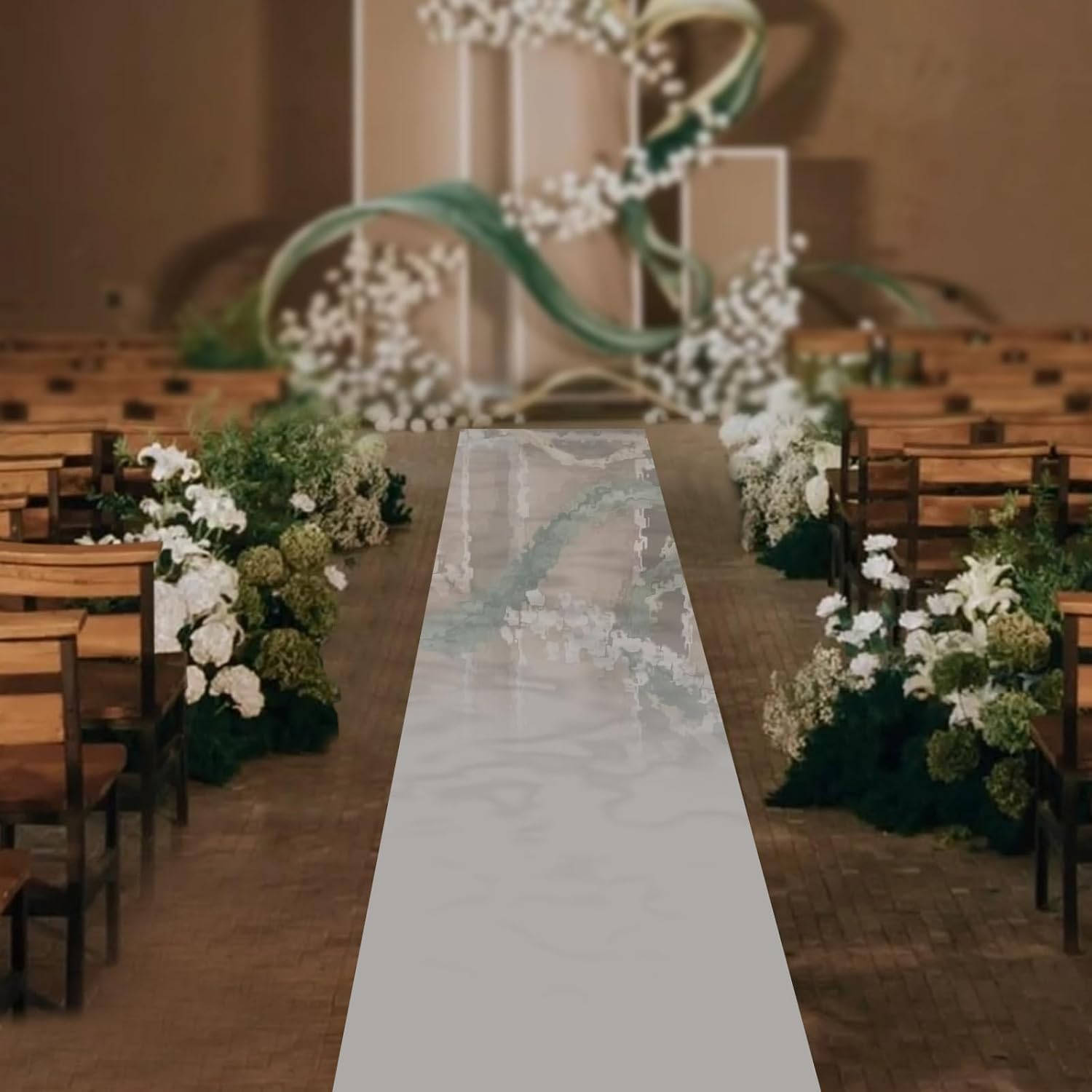 Silver Mirror Rug Wedding Aisle Runner 65x3ft