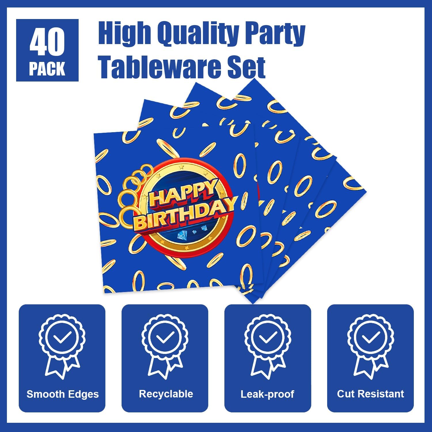 40Pcs S-onic Party Decoration Set with Napkins and Plates
