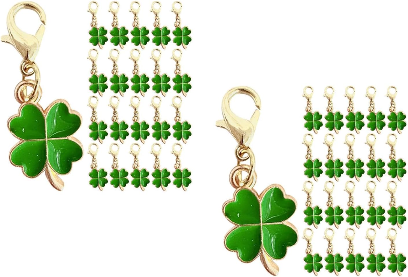 LOGOFUN 100pcs Four Leaf Clover Keychain Lucky Charm