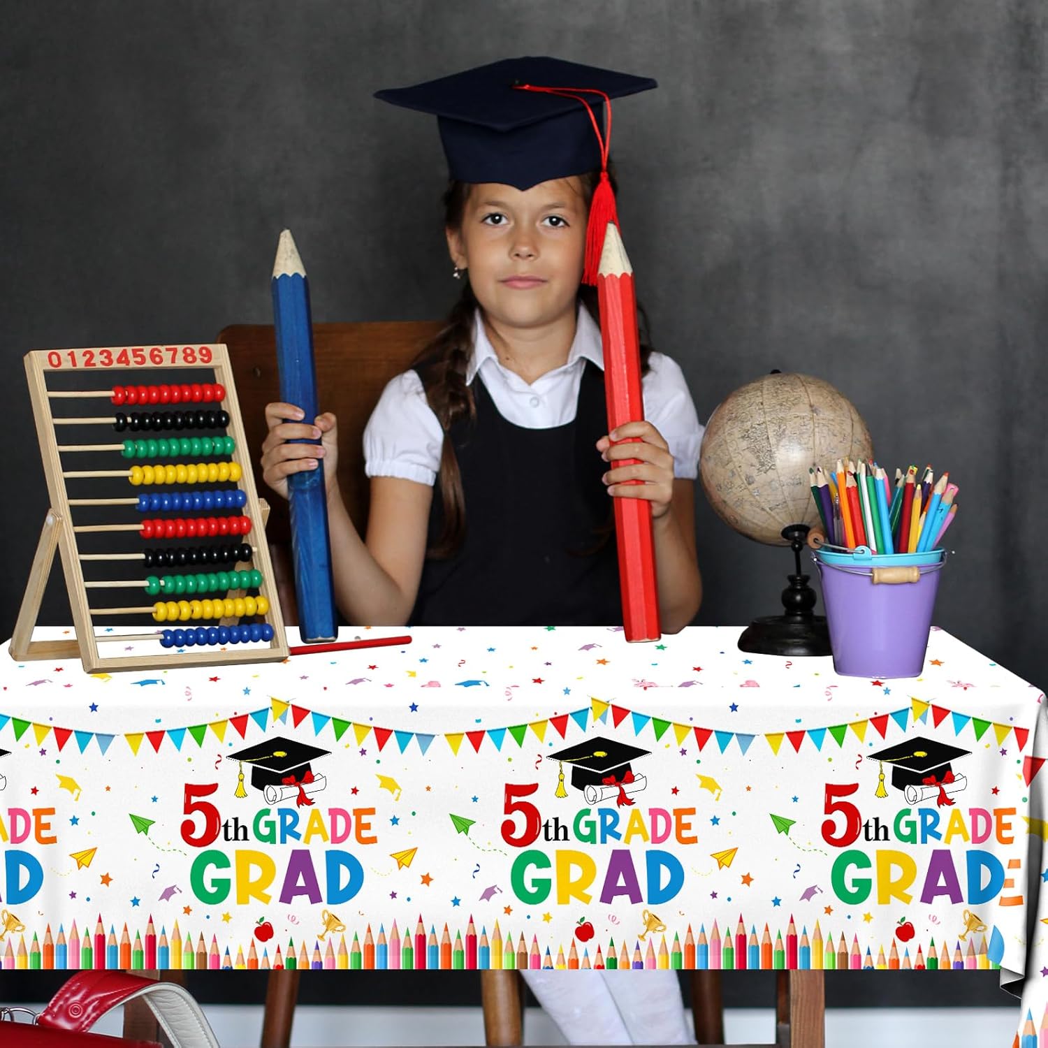 HAKOTI 3PCS 5th Grade Graduation Tablecloth Set