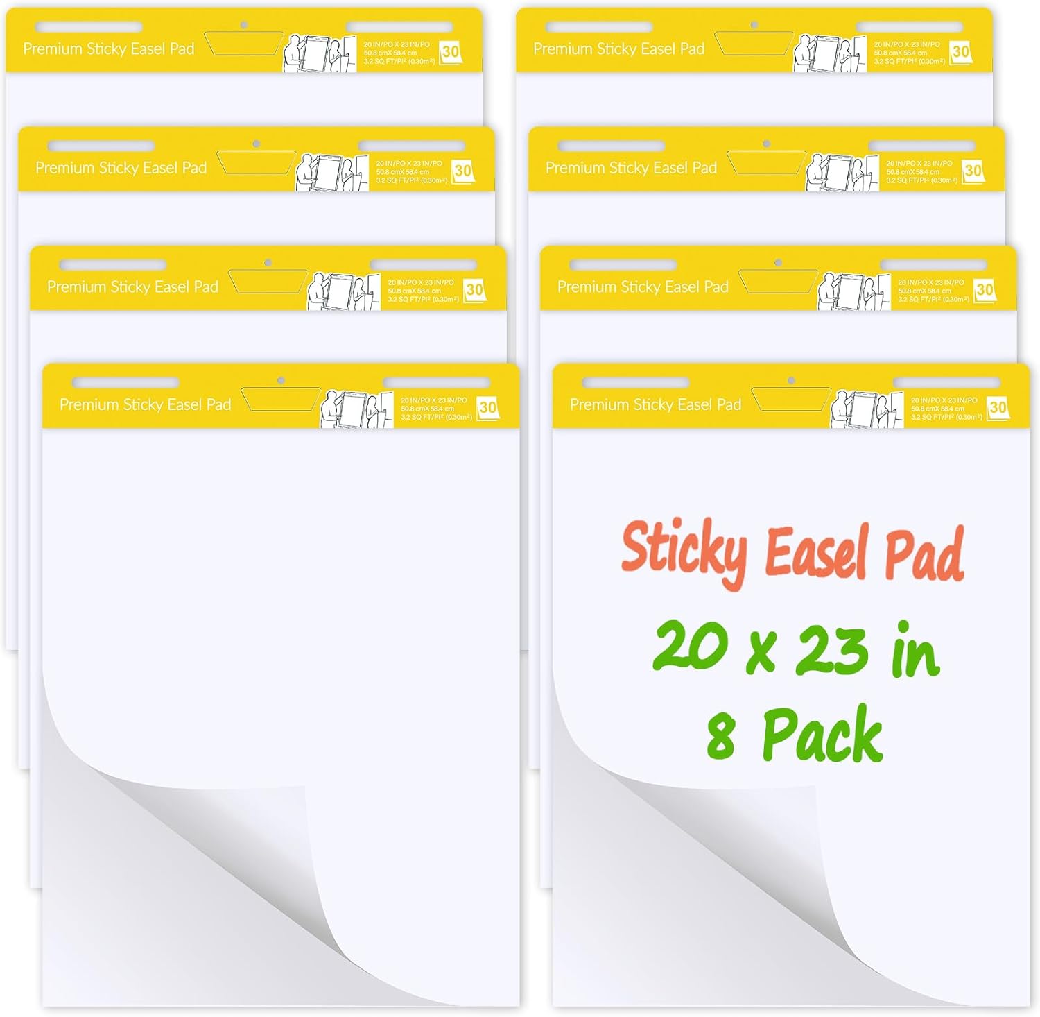 ReliThick 8 Pads Sticky Easel Pad 20x23in White