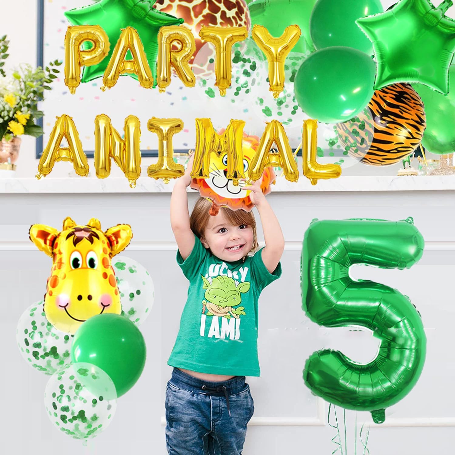 KUNGOON Gold Foil Letter Balloons for Party Animal Birthday