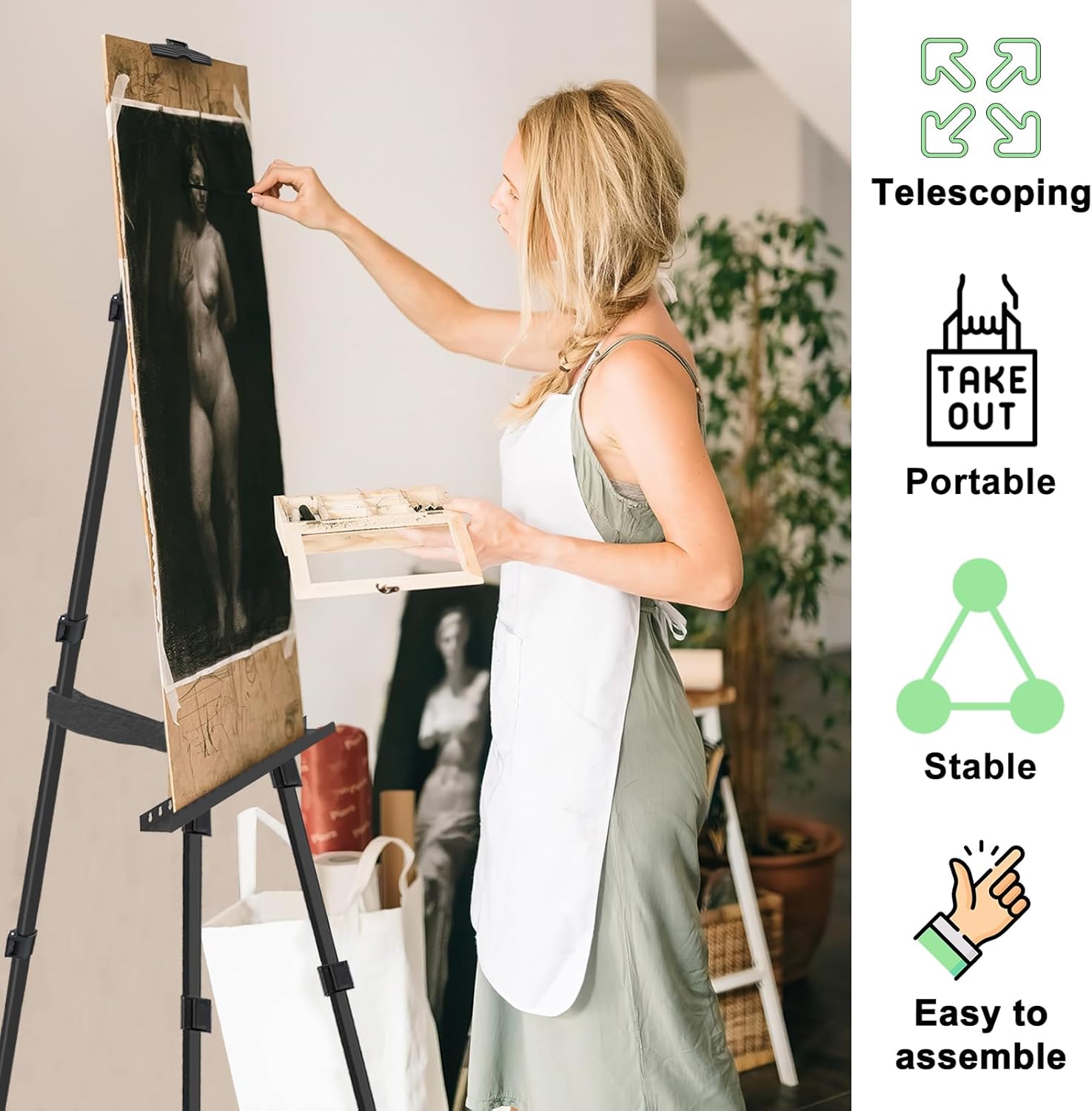Adjustable Aluminum Art Easel Stand for Painting and Display