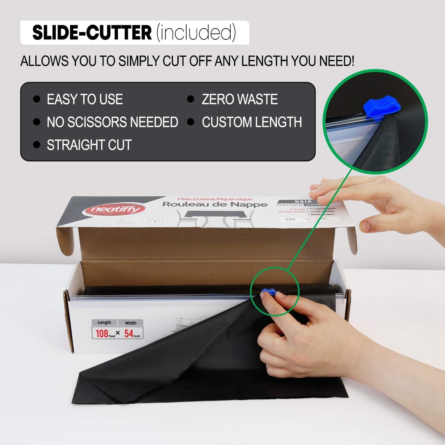 Neatiffy Disposable Tablecloth Roll Black 54 in x 108 ft