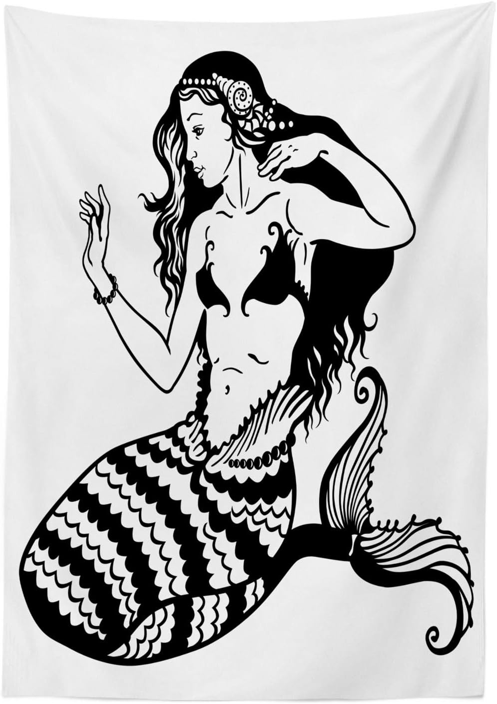 Ambesonne Underwater Mermaid Tablecloth 58x84