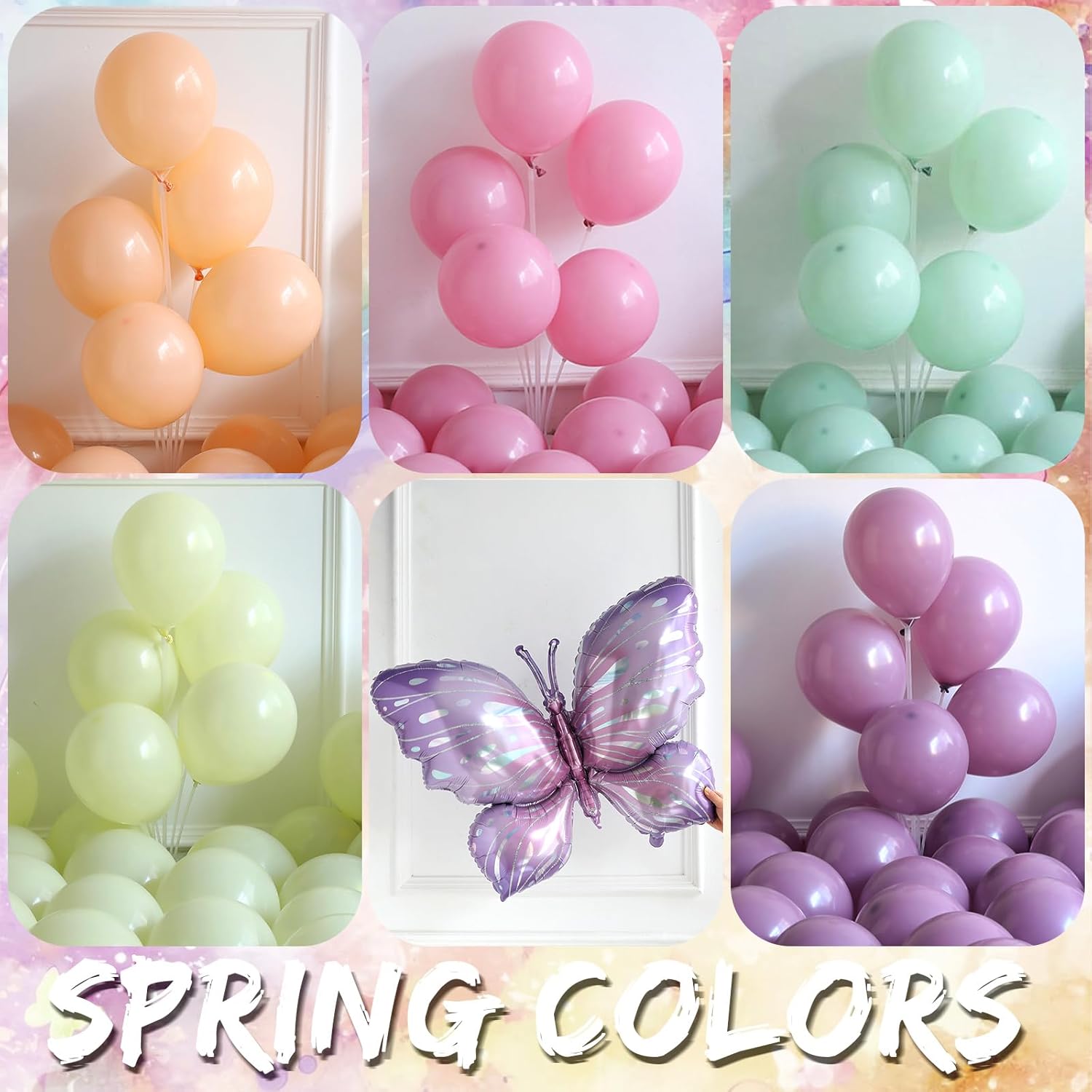 144Pcs Pastel Butterfly Balloon Arch Kit for Spring Decorations