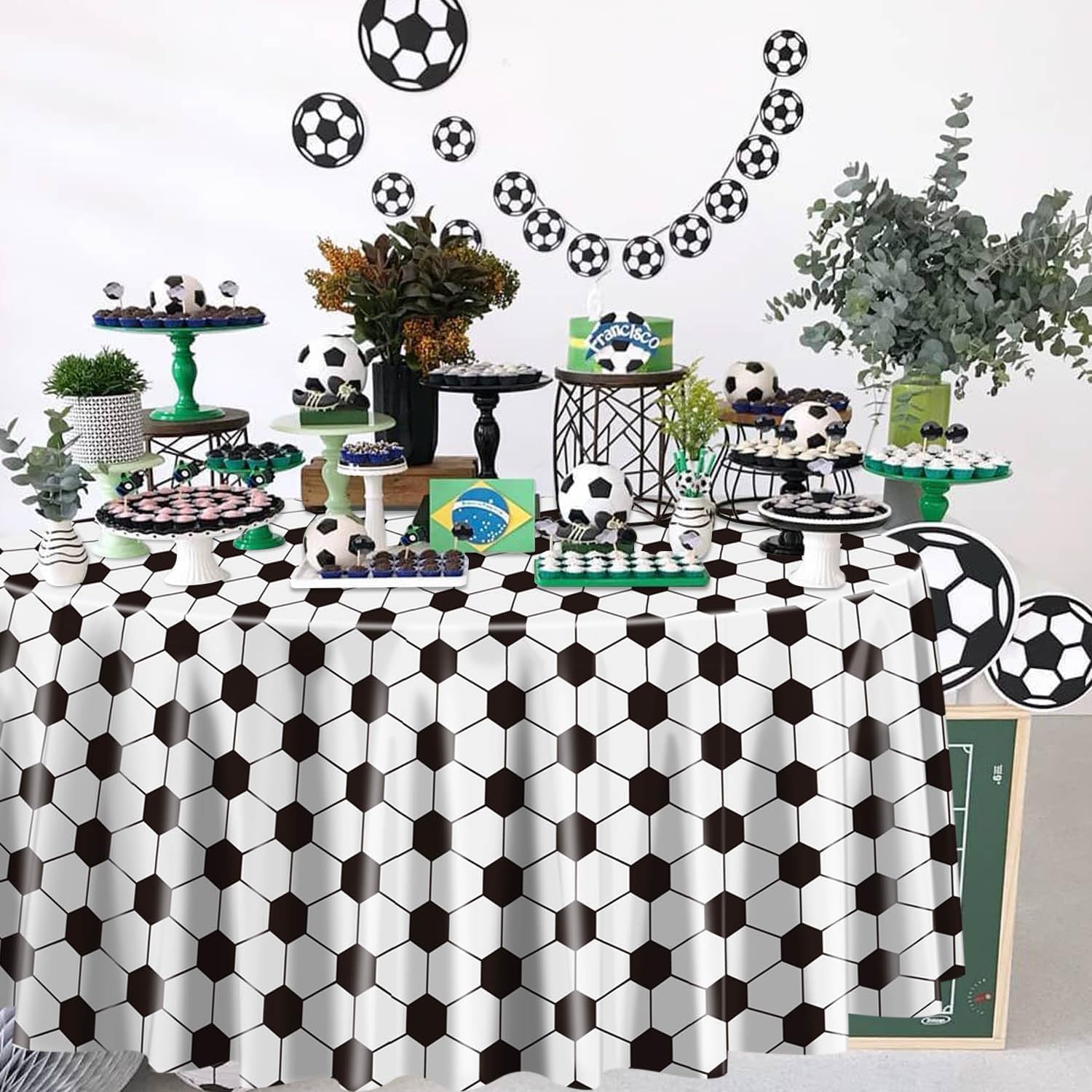 3 Pcs Soccer Tablecovers 84x84 Inch Party Decorations