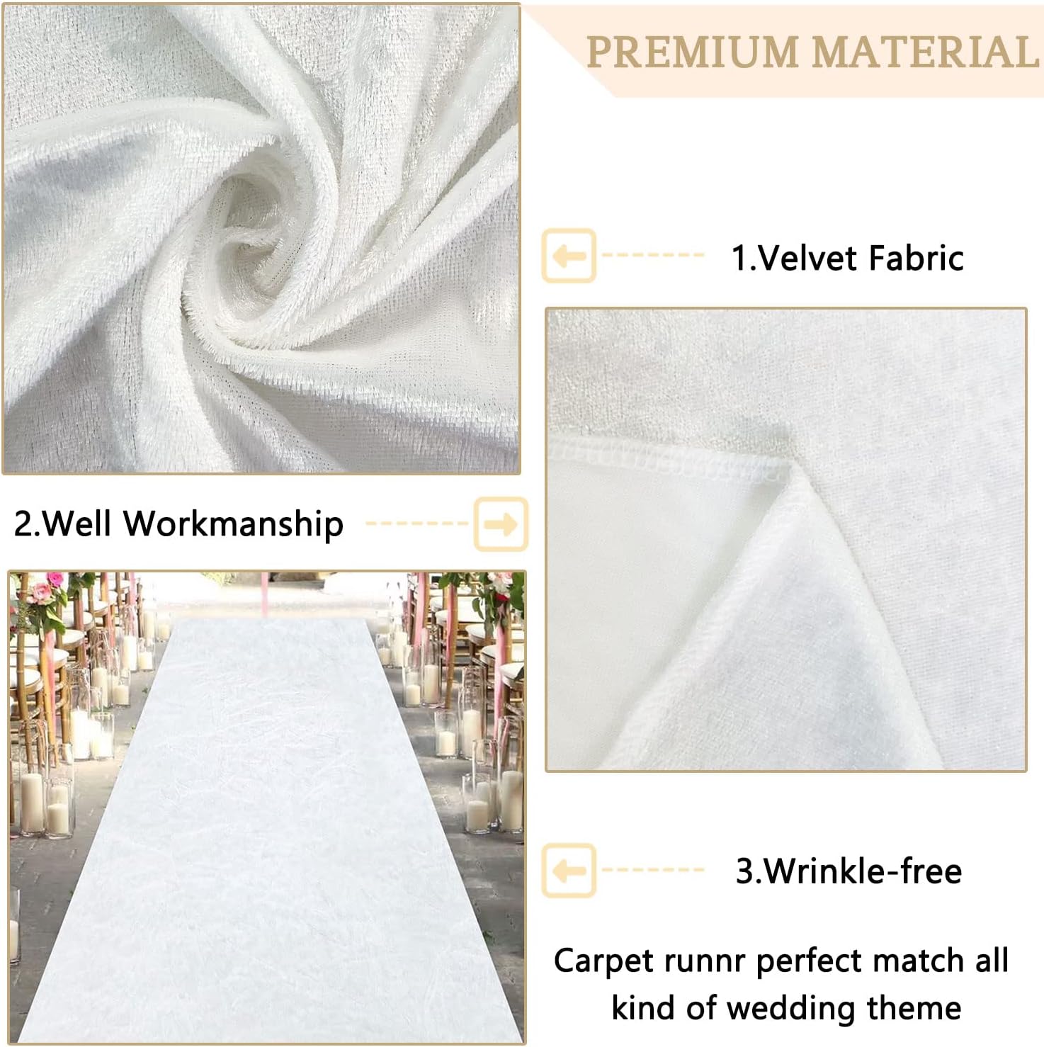 MODFUNS White Aisle Runner for Wedding Ceremony 5FTx15FT
