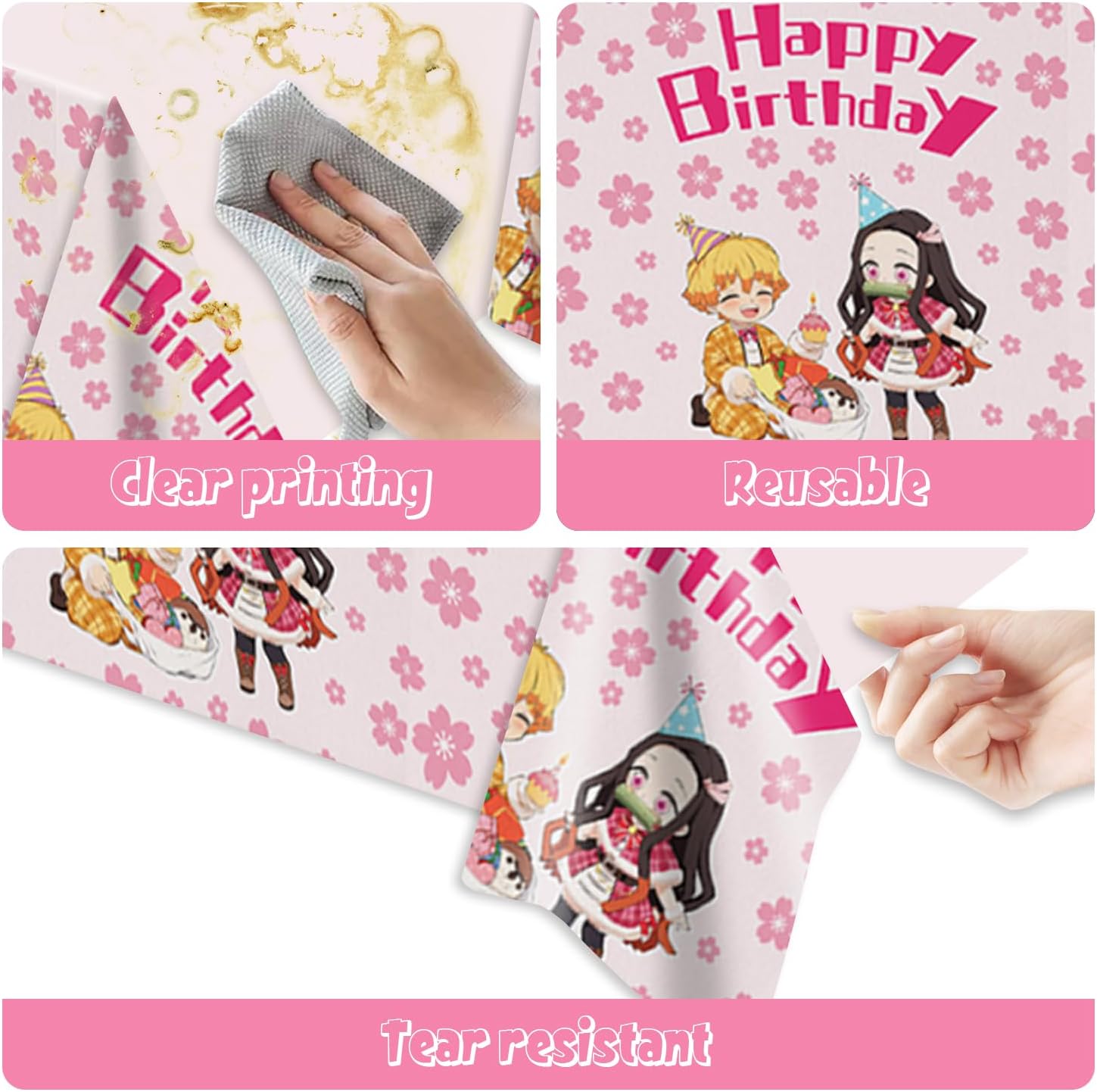 2Pcs Demon Tablecloth Disposable Tablecover for Birthday Party Decorations
