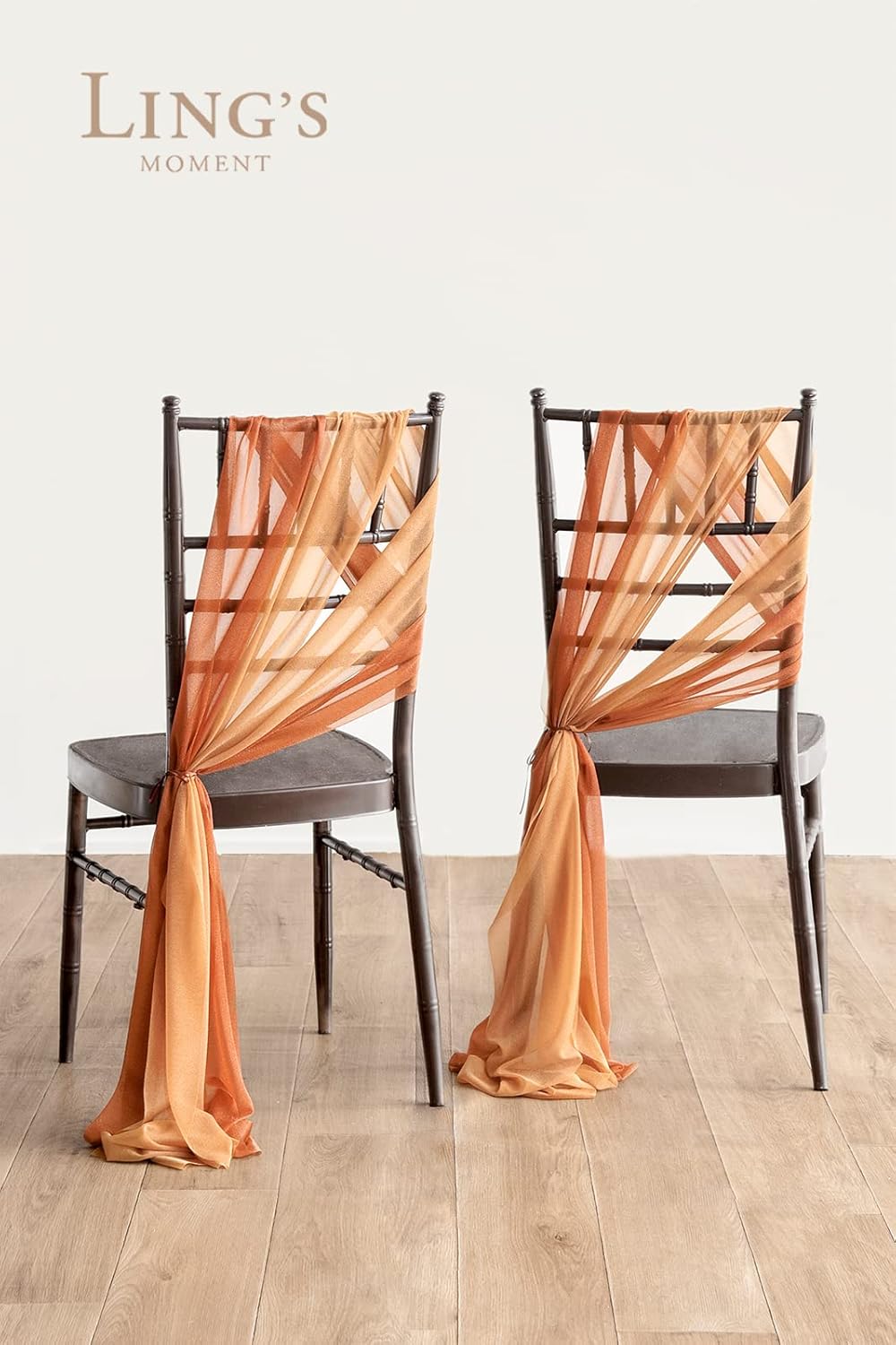 Lings Moment Burnt Orange Aisle Draping Fabric Sashes Chair Cover