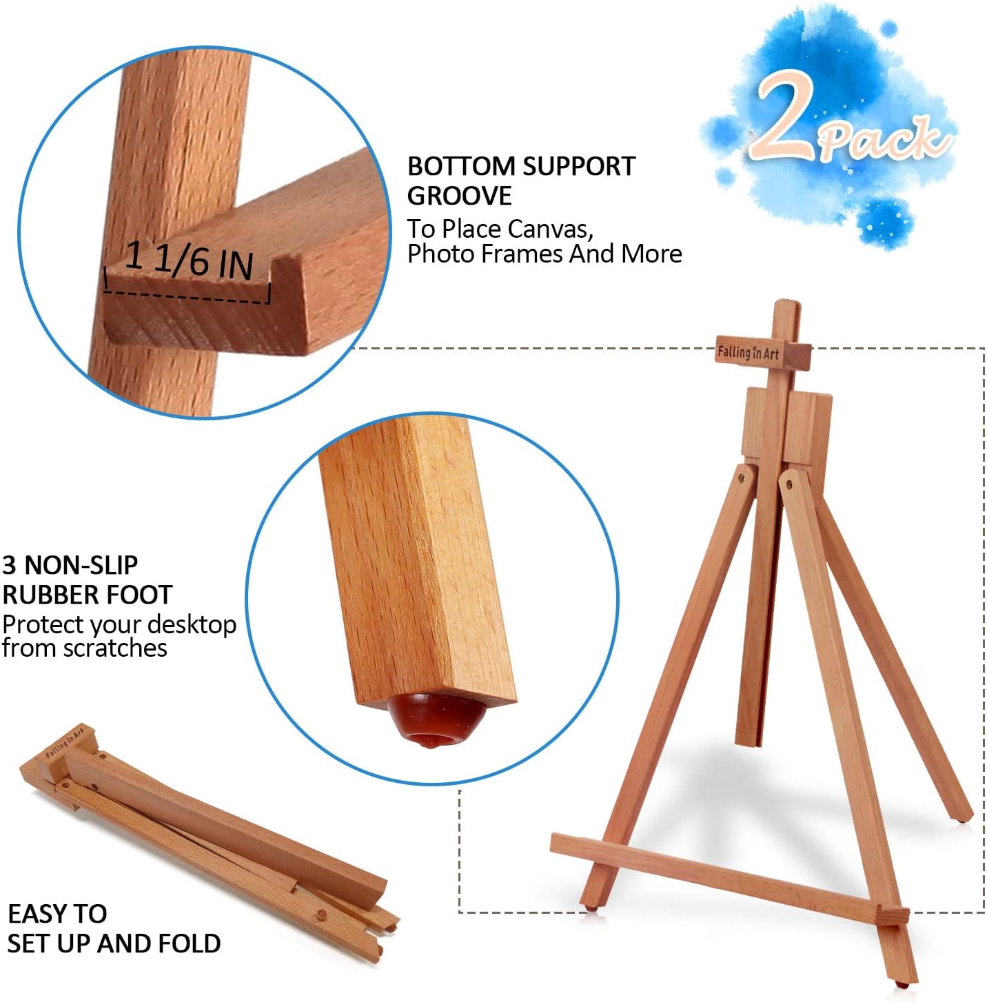 Falling in Art 25 Tabletop Easel Stand Set