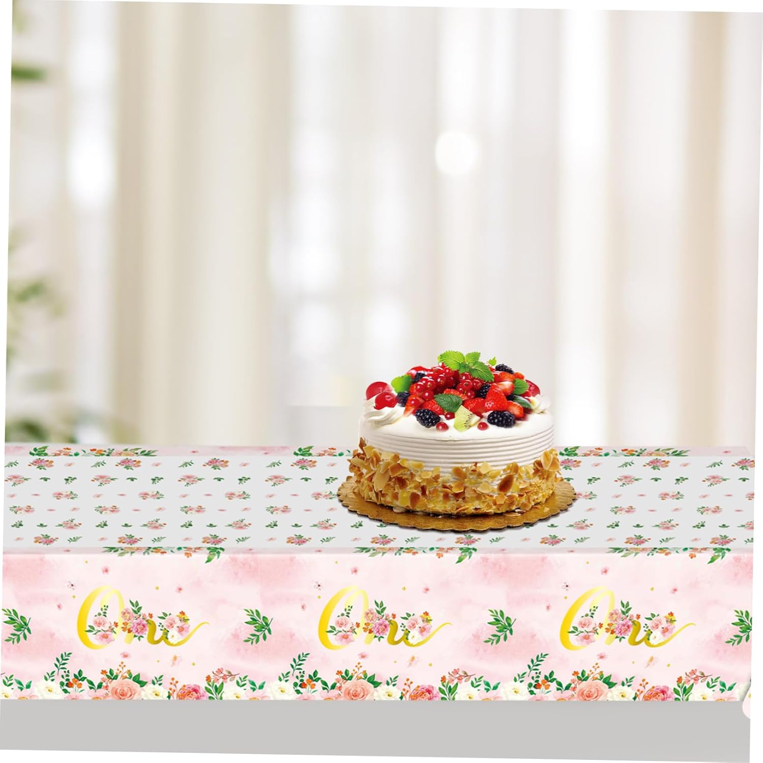 PRETYZOOM 3pcs Reusable Birthday Tablecloths Floral Design for Parties and Picnics