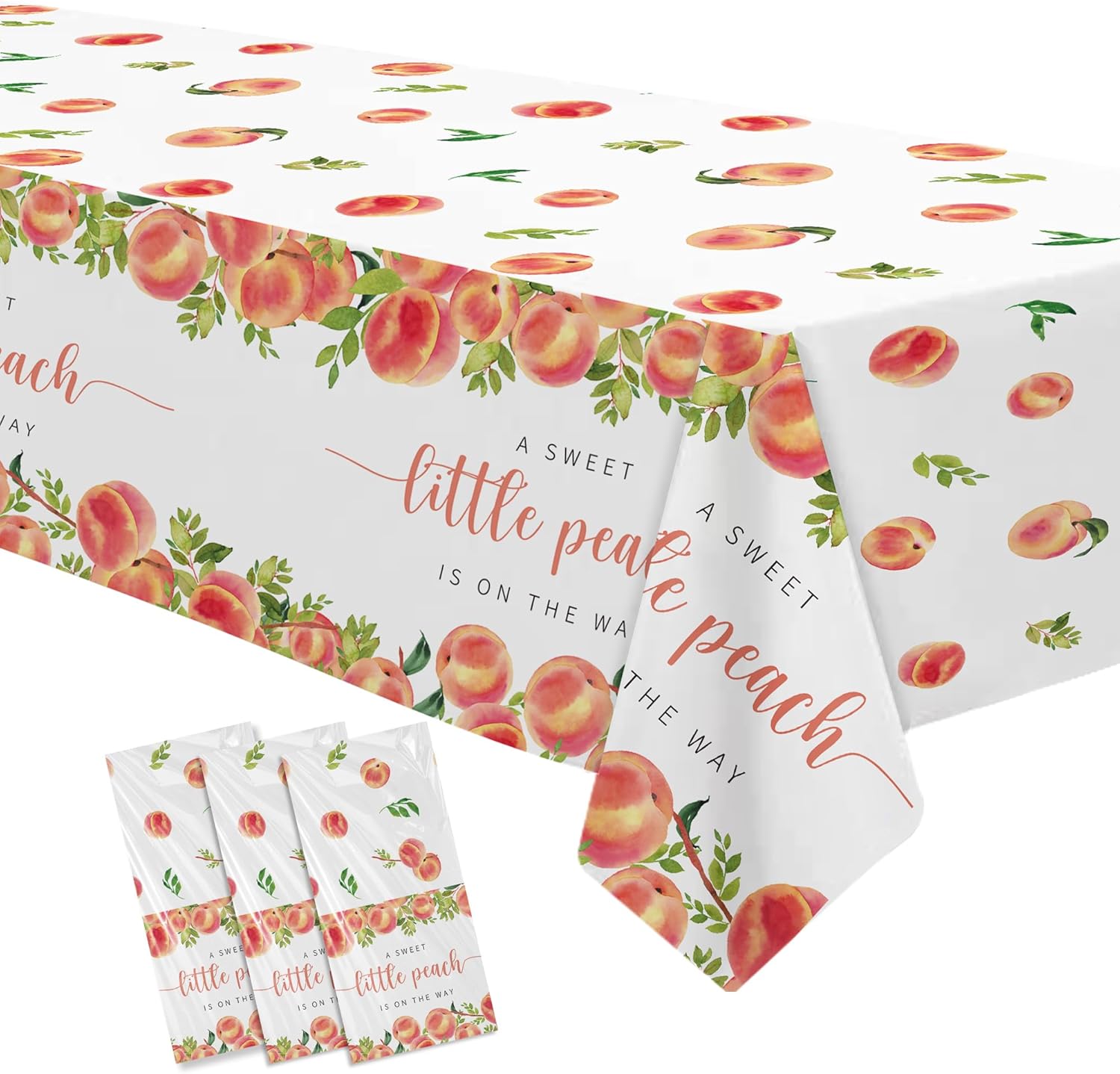 Peach Themed Baby Shower Tablecloth Set 3 Pack