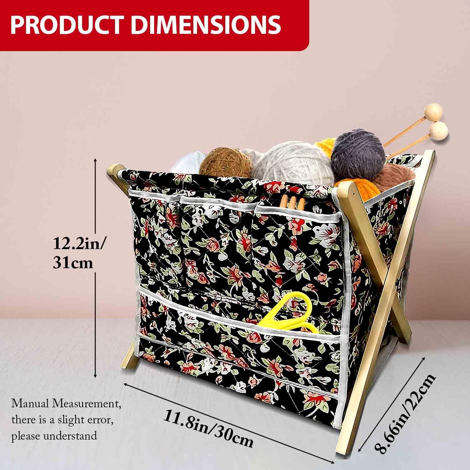 Gkesgm Yarn Crochet Knitting Organizer with 3 Side Pockets